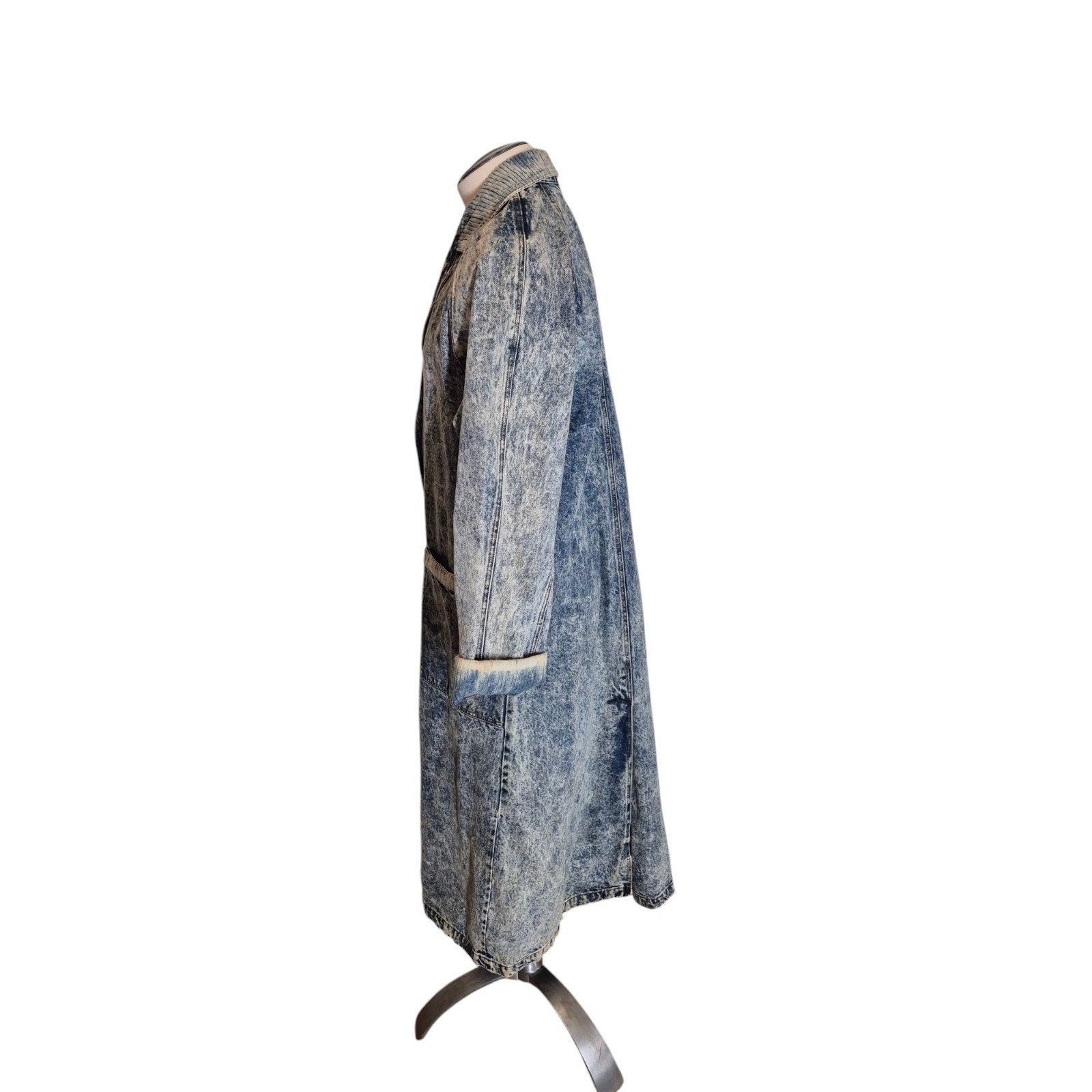 Vintage Vintage 80s 90s Womens Denim Trench Coat Long Acid Wash Deni Size M / US 6-8 / IT 42-44 - 4 Thumbnail