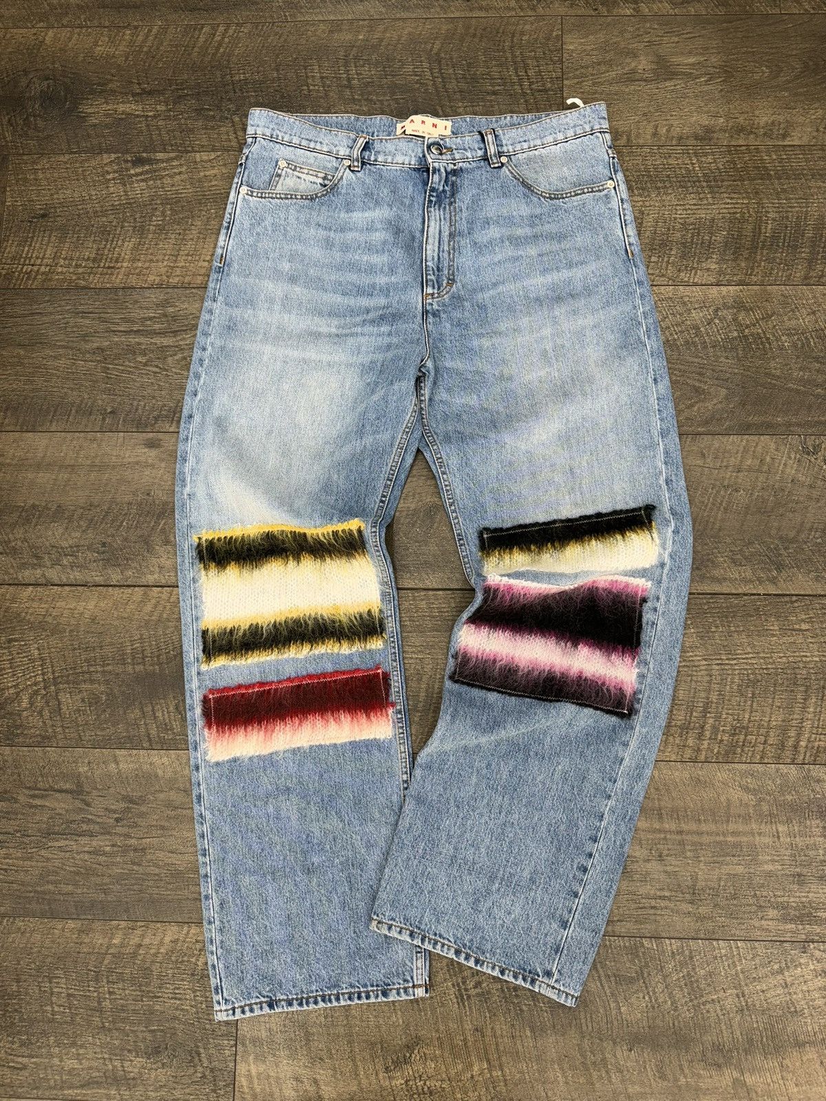 Marni Mohair Patch Striped Denim Jeans Size US 36 / EU 52 - 1 Thumbnail