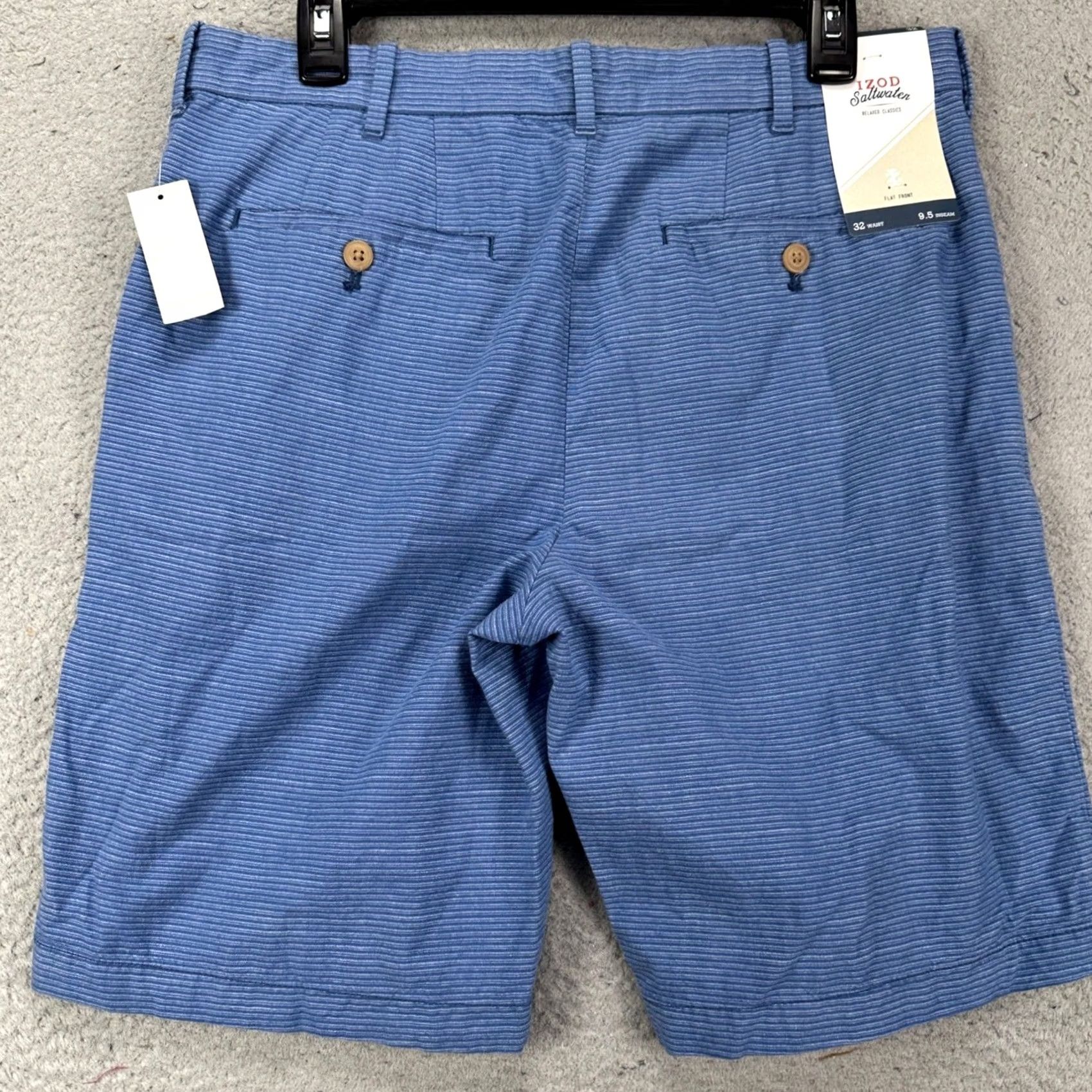 Izod IZOD Saltwater Shorts Khaki 32X9.5 Blue Stripes Chino Pocket Relaxed Classic NEW Size US 32 / EU 48 - 2 Thumbnail