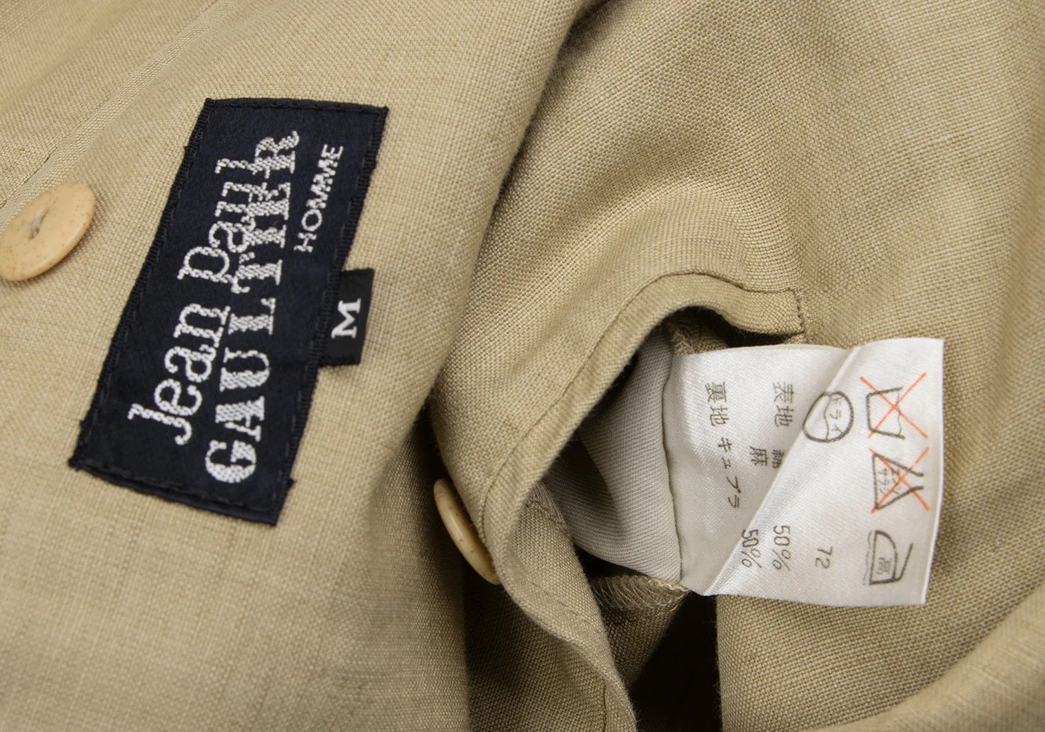 Jean Paul Gaultier Cotton Linen 3-Button Jacket in Beige, Size M Size US M / EU 48-50 / 2 - 18 Thumbnail