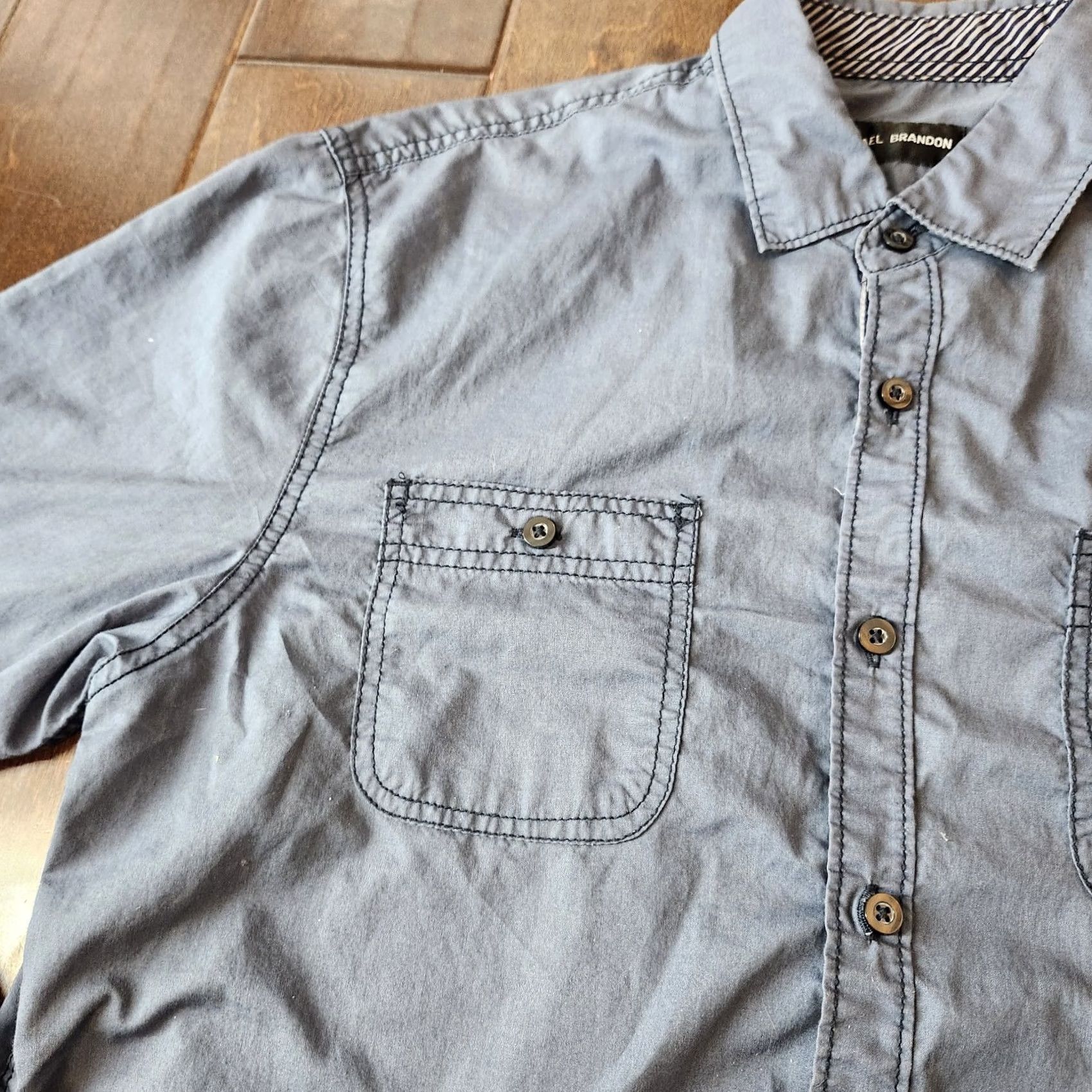 Vintage Michael Brandon Shirt Mens Medium Blue Button-Up Long Sleeve Size US M / EU 48-50 / 2 - 6 Thumbnail