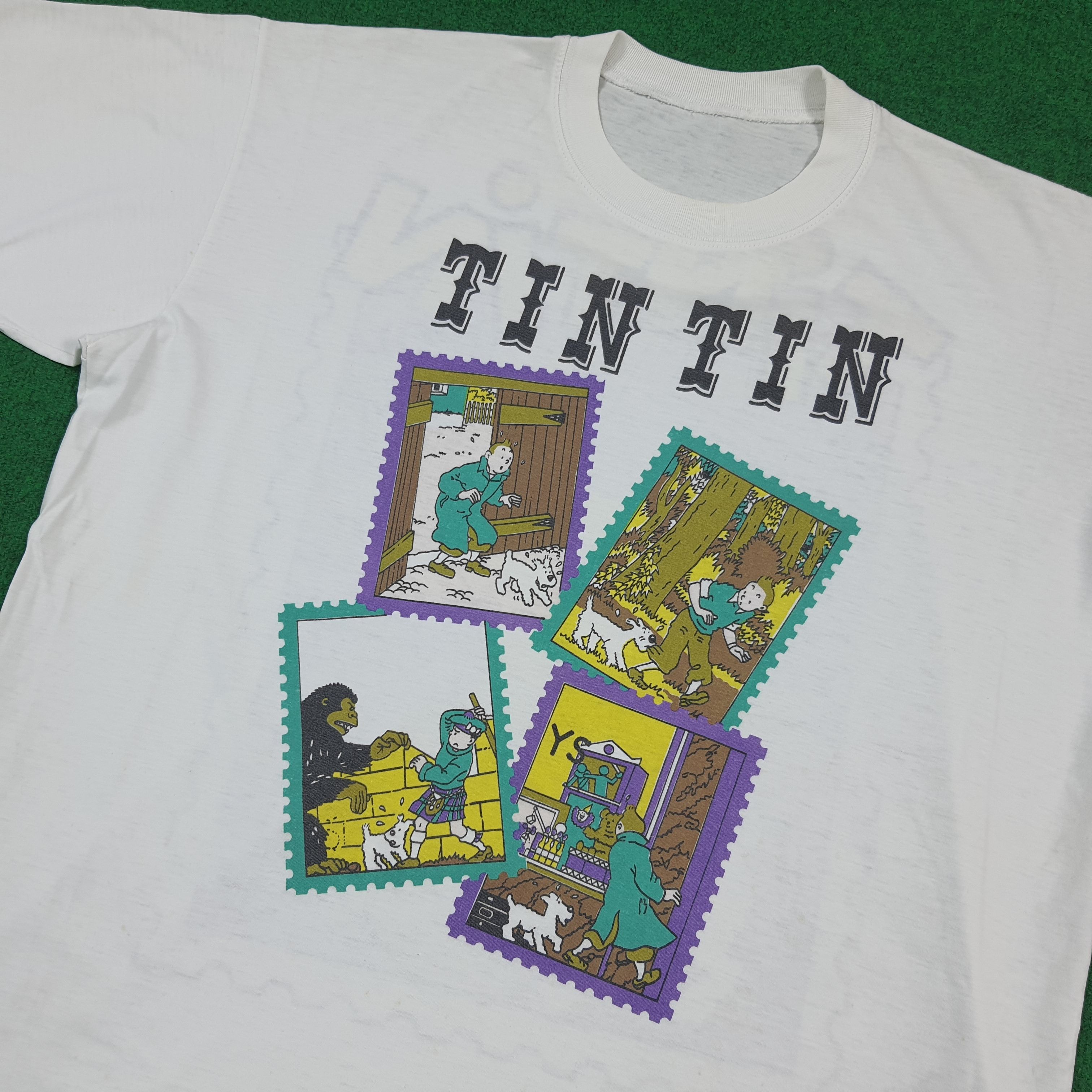 Vintage Vtg 90s Tintin Double Printed Single Stitch Tshirt C294N75 Size US XL / EU 56 / 4 - 2 Thumbnail
