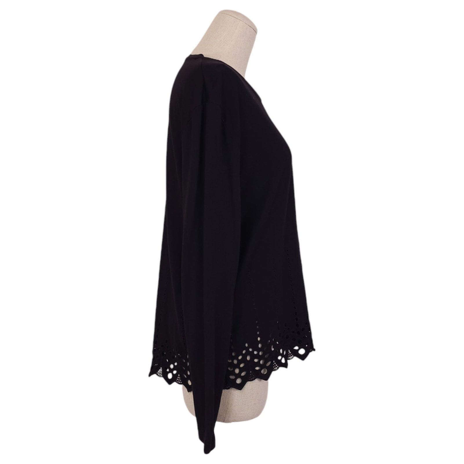 The Kooples The Kooples Broderie Eyelet Long Sleeve Tee Black Sz Medium Size M / US 6-8 / IT 42-44 - 4 Thumbnail