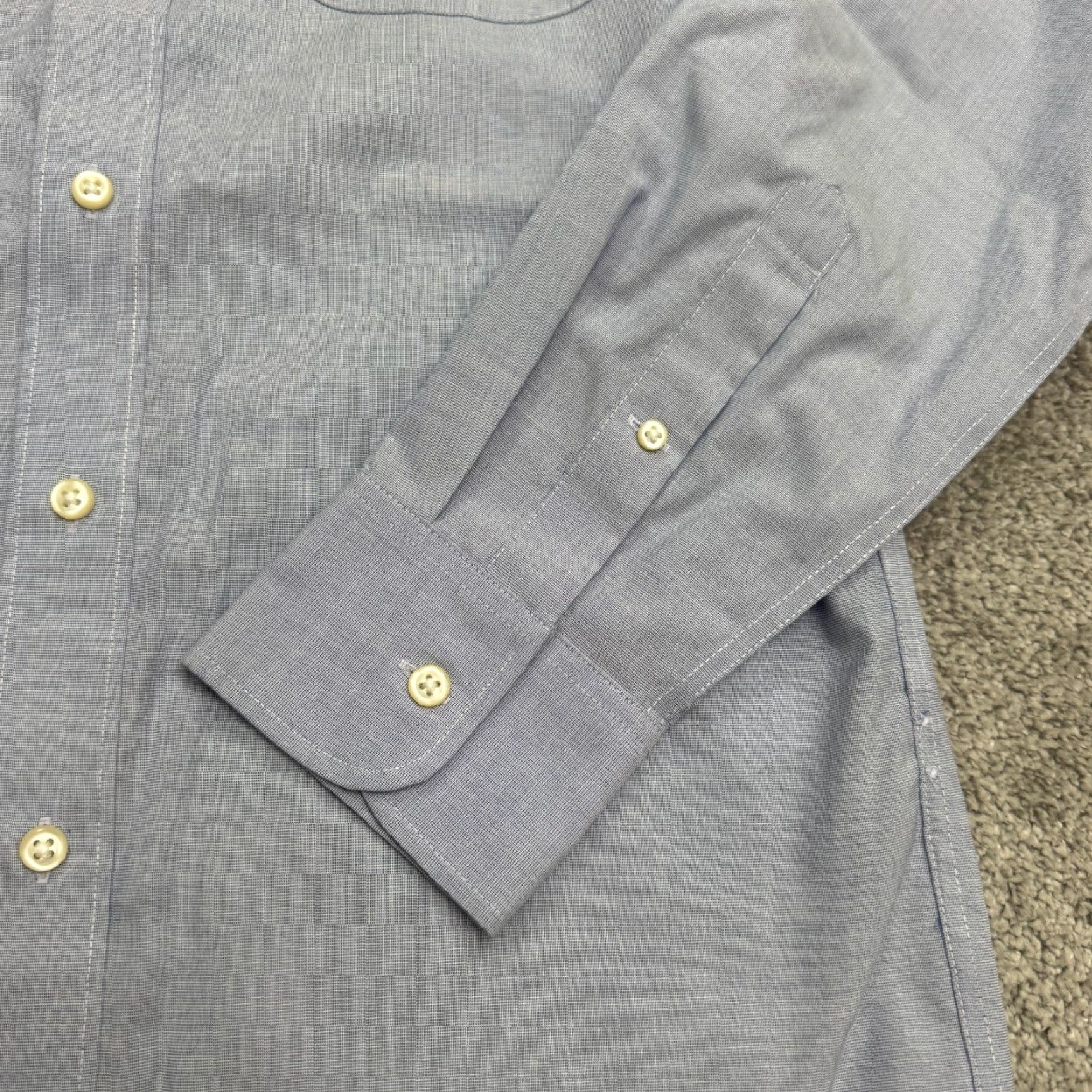 J.Crew J.Crew Slim Fit Dress Shirt Mens S Light Blue Monogram Cotton Classic Work Shirt Size 36R - 5 Thumbnail