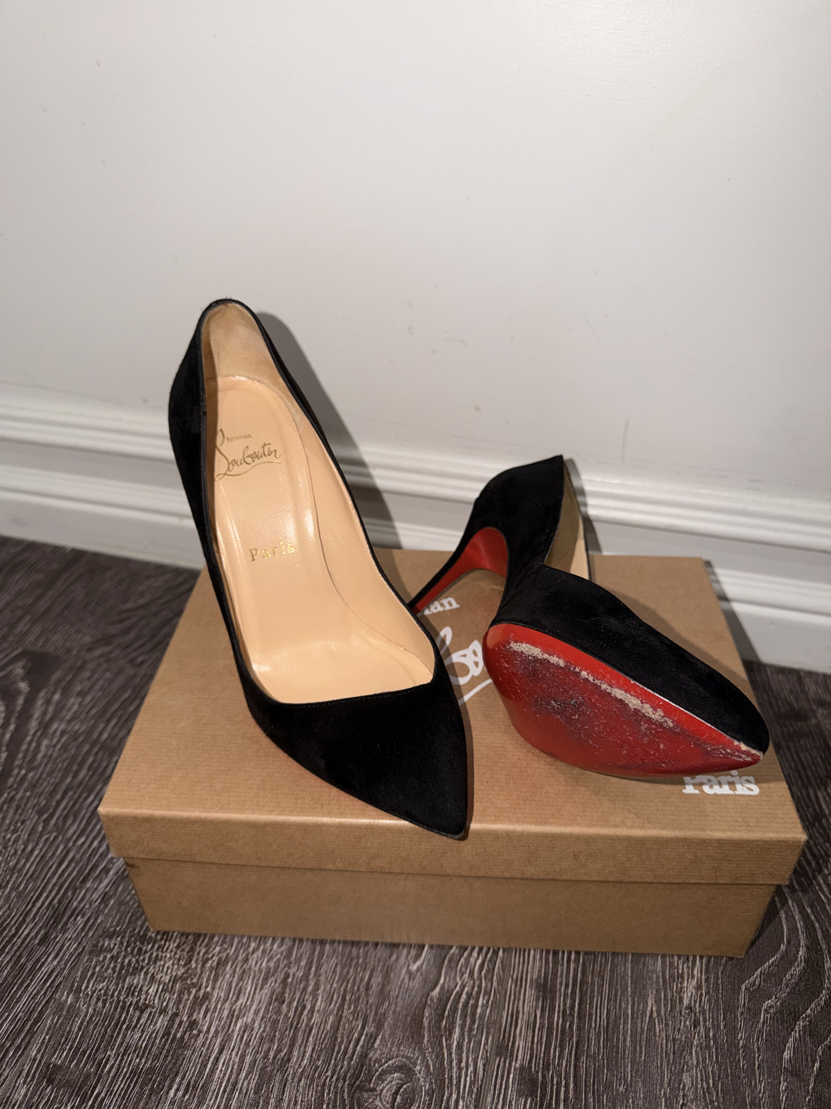Christian Louboutin Christian Louboutin Black Suede So Kate 120 Size US 7.5 / IT 37.5 - 2 Thumbnail