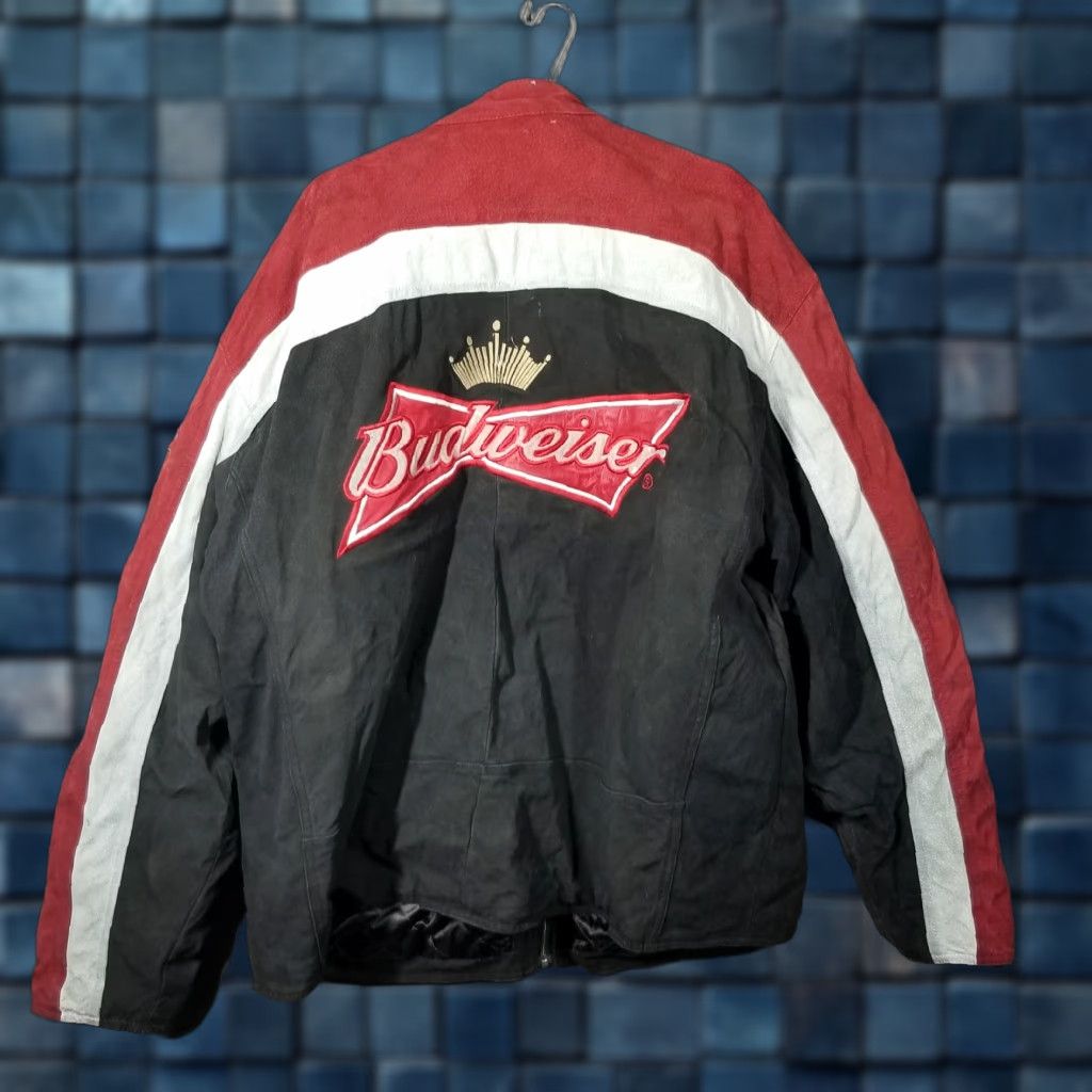 Vintage Budweiser NASCAR Jacket Mens 2XL Black Red Wilsons Leather Dale Jr Racing Chase Authentics XX Budweiser NASCAR Jacket Chase Authentics Leather 2XL Size US XXL / EU 58 / 5 - 1 Thumbnail