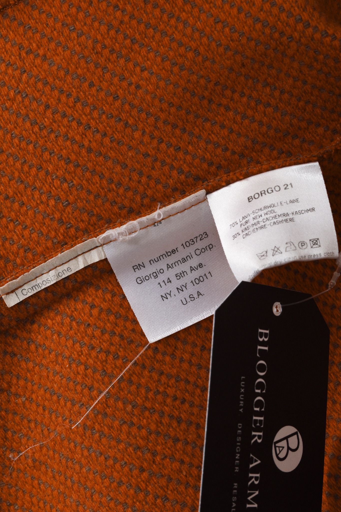 Giorgio Armani Giorgio Armani Brown Orange Wool Cashmere Blazer Size XS / US 0-2 / IT 36-38 - 9 Thumbnail