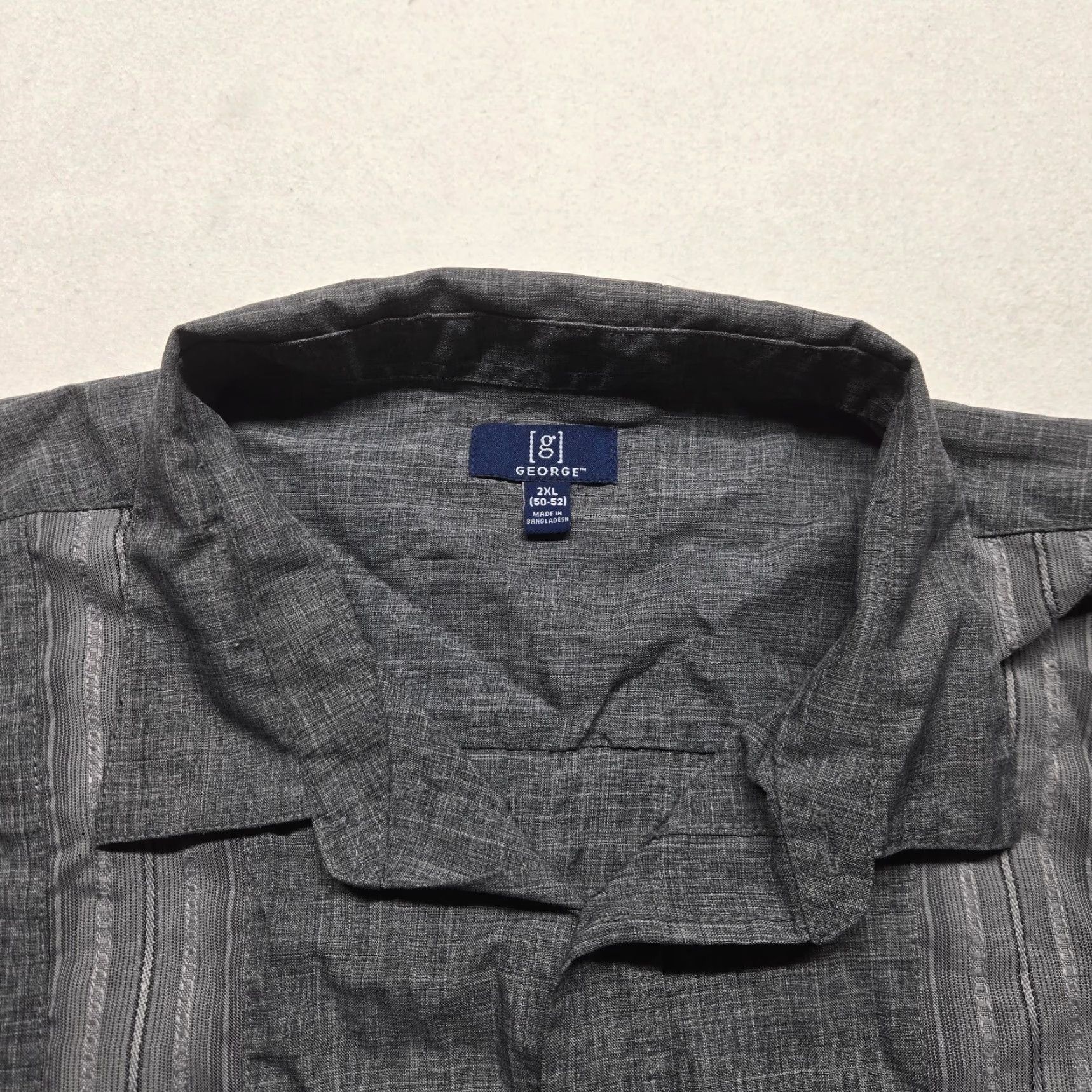 George George Shirt Gray Striped Long Sleeve Button-Up 100% Cotton Casual Adult Men 2XL Size US XXL / EU 58 / 5 - 2 Thumbnail