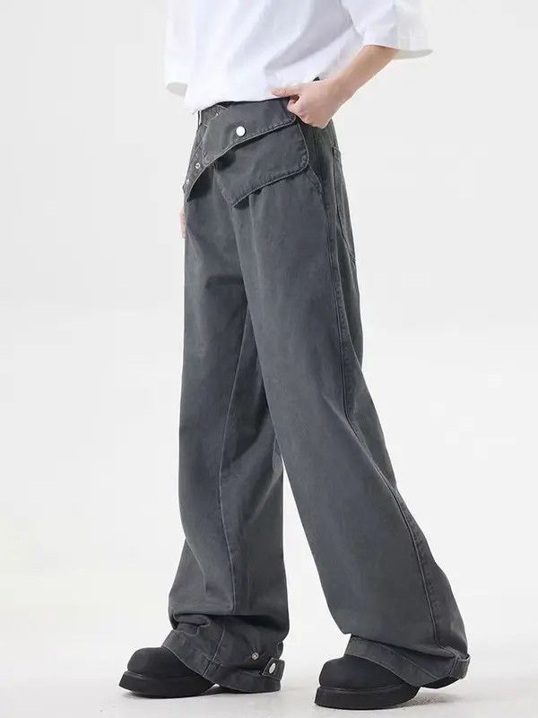 Japanese Brand VIBE Washed Cargo Pocket Belt Straight Leg Jeans Size US 33 - 4 Thumbnail