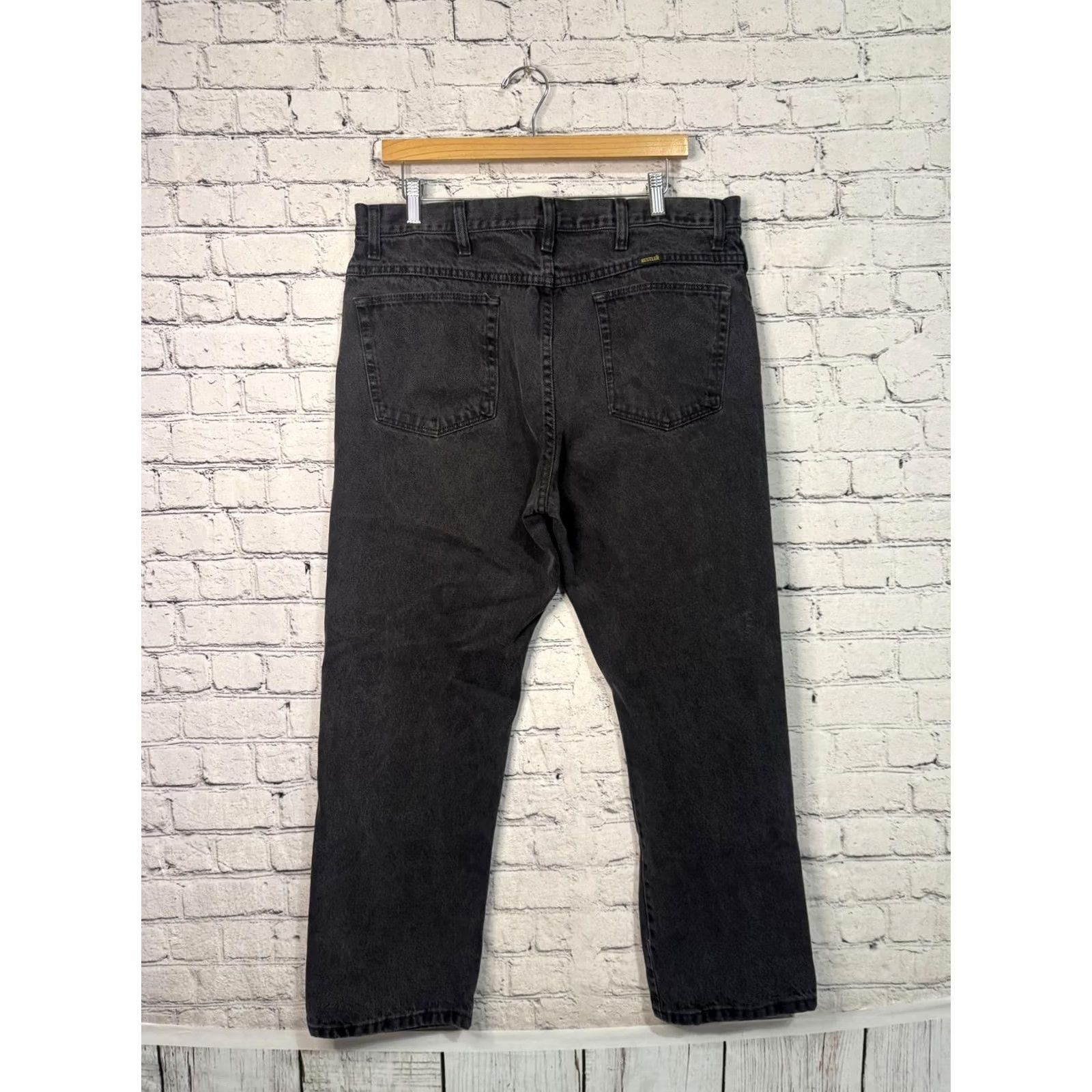 Vintage Rustler Men's Jeans Black 38x30 Cotton Denim Regular** Size US 38 / EU 54 - 6 Thumbnail