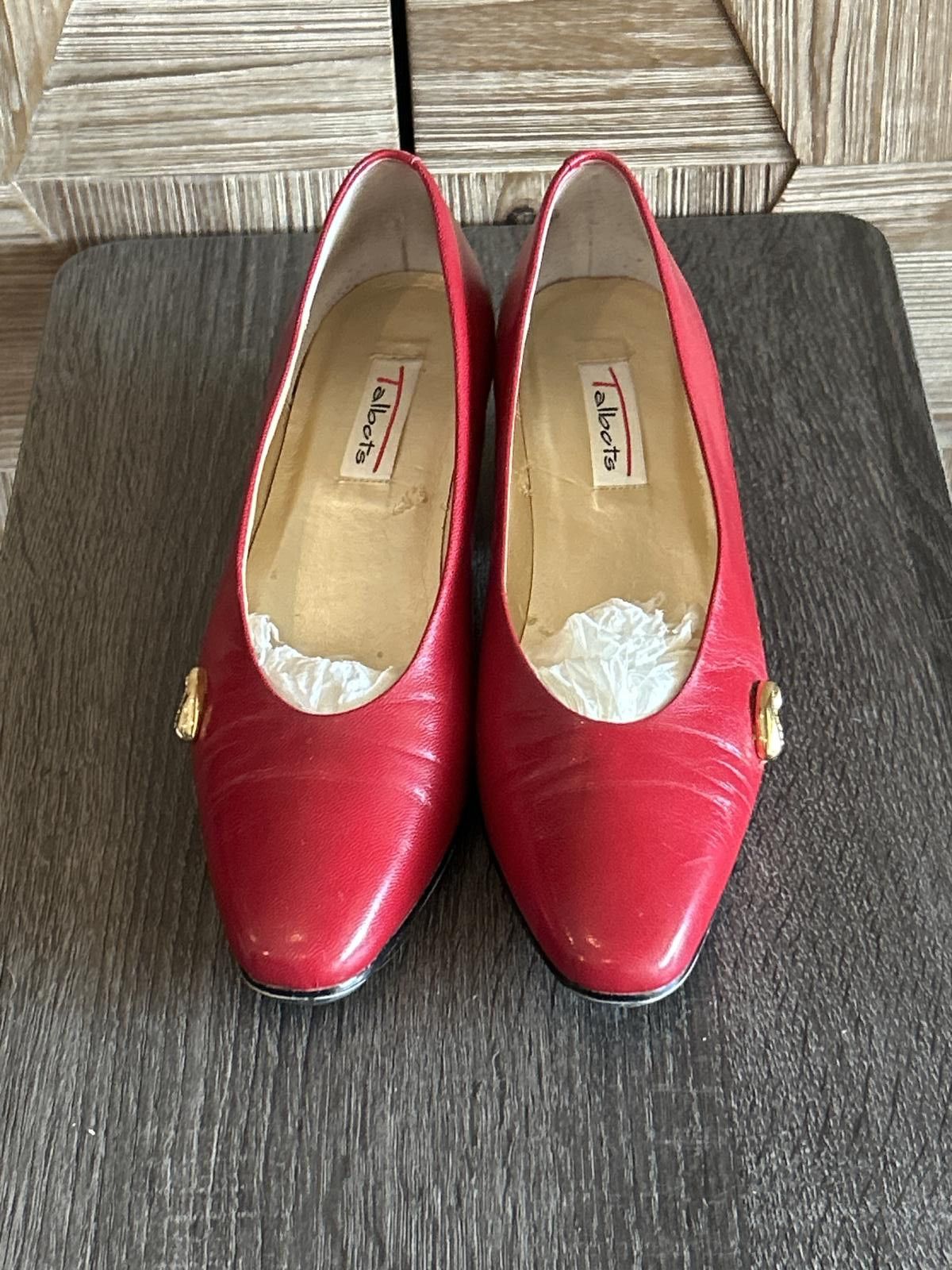 Designer Talbots Red Leather Block Heels Womens SIze 8 N Size US 8 / IT 38 - 2 Thumbnail