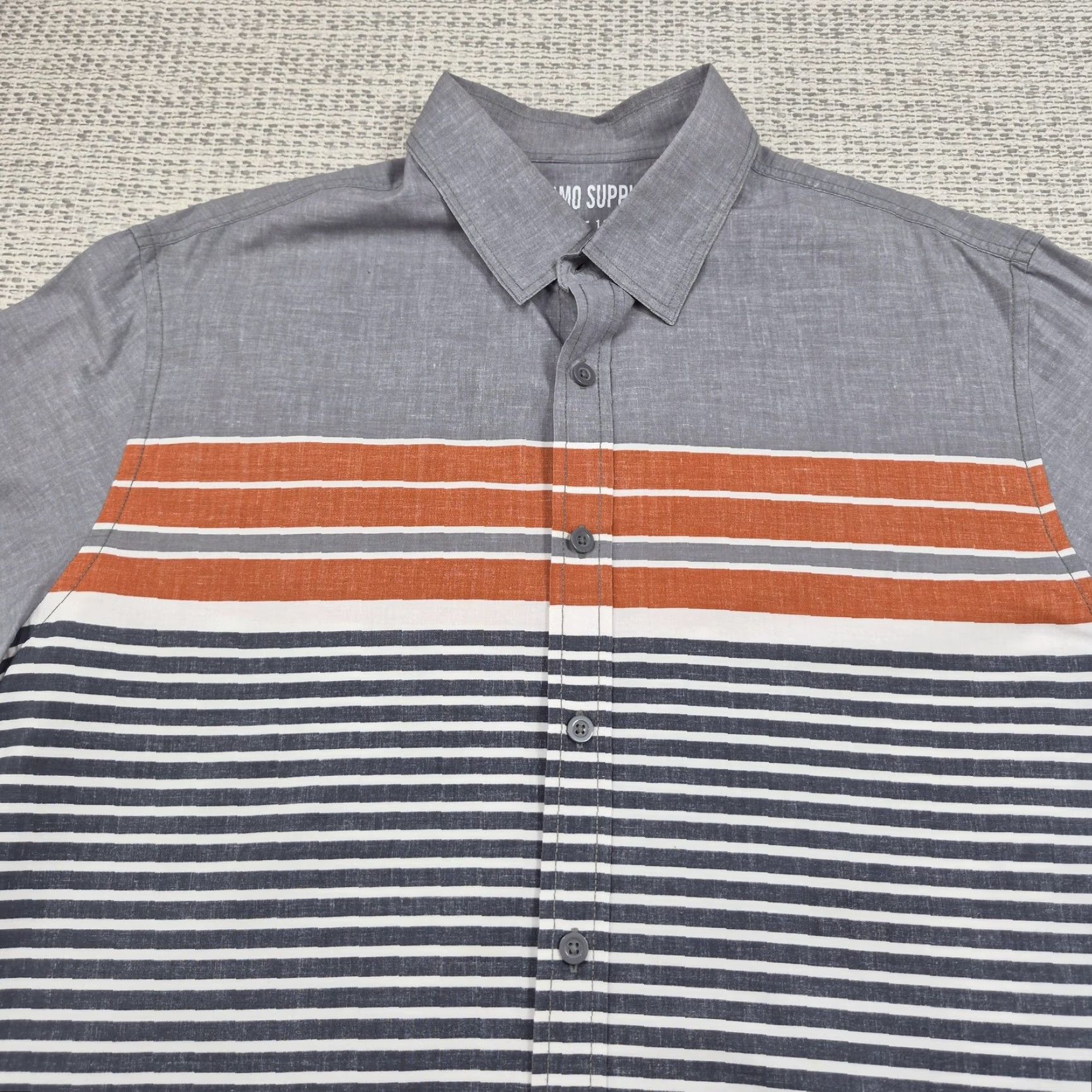 Mossimo Mossimo Supply Co Button Up Shirt Mens XL Gray Orange Striped Long Sleeve Shirt Size US XL / EU 56 / 4 - 4 Thumbnail