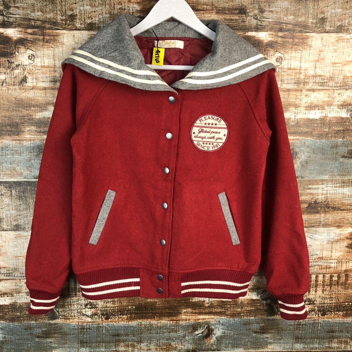 Japanese Brand Cate D Lard Red Bombers varsity Jacket #A1760 Size S / US 4 / IT 40 - 3 Thumbnail