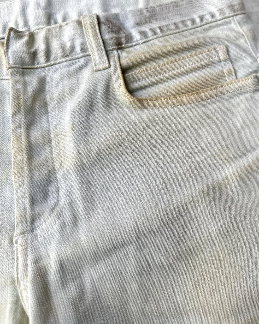 Balmain Balmain SS12 Dirty Coated Pale Yellow Washed Jeans Size US 31 - 6 Thumbnail