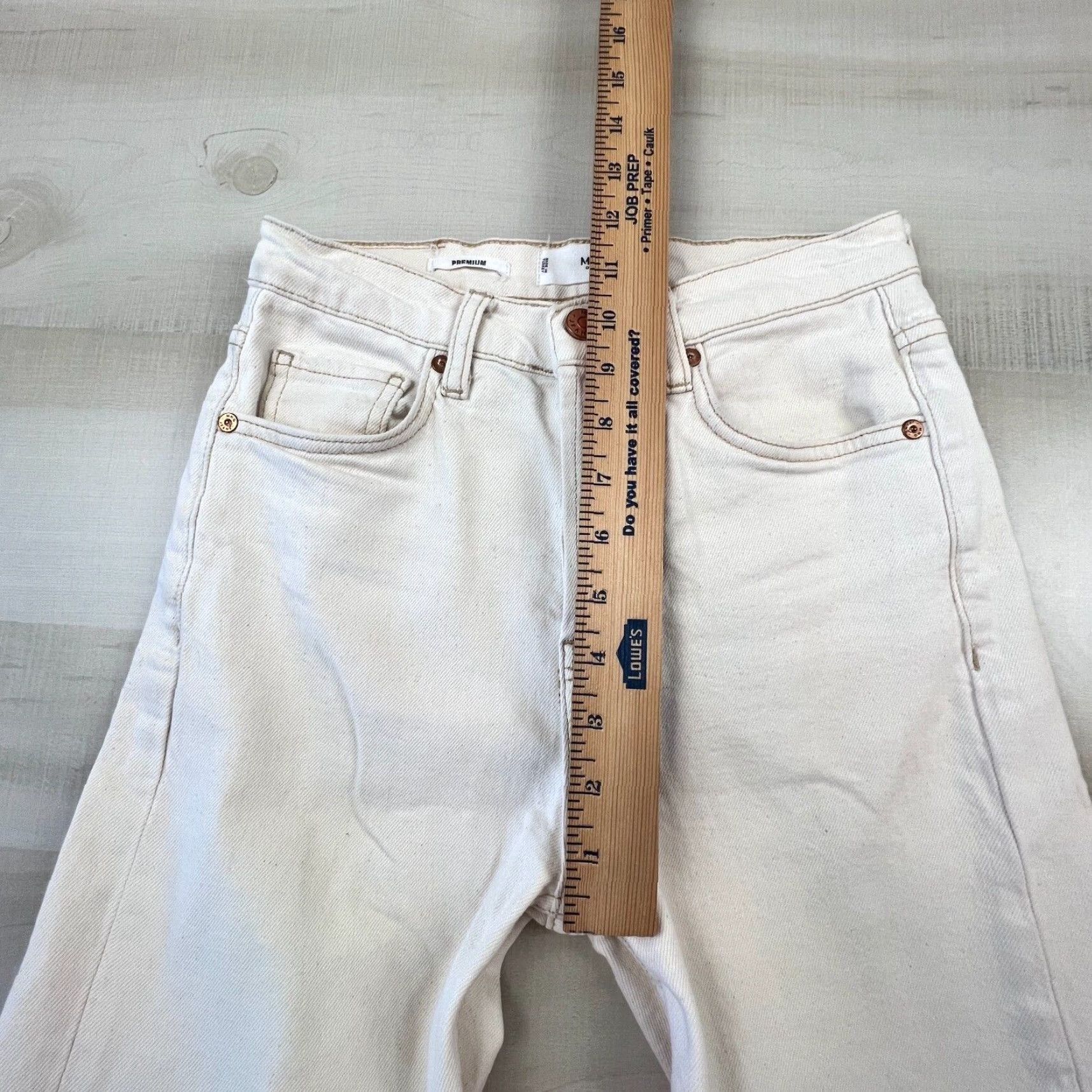 Vintage MNG Junior High Waist Straight Leg Jeans Cream Womens Size 1 Size 25" / US 0 / IT 36 - 6 Thumbnail
