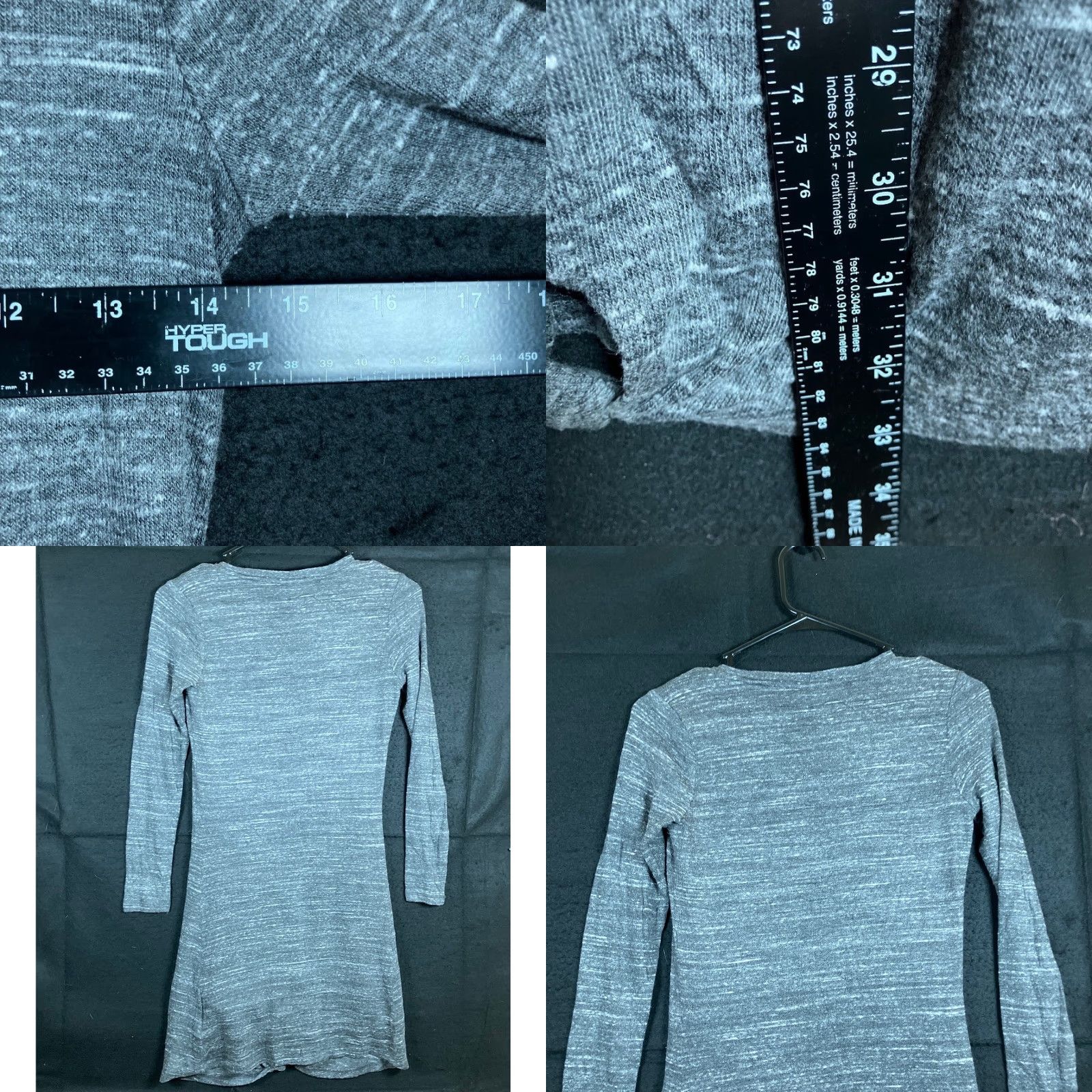 Vintage Dolan Left Coast Collection Dress Gray Mini Keyhole Long Sleeve Stretch XSP Size XS / US 0-2 / IT 36-38 - 8 Thumbnail