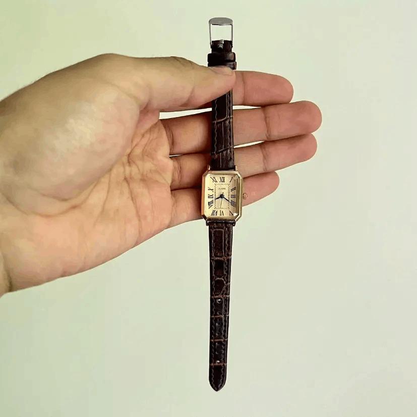 Jewelry 2000s vintage style rectangle brown leather luxury watch Size ONE SIZE - 3 Thumbnail
