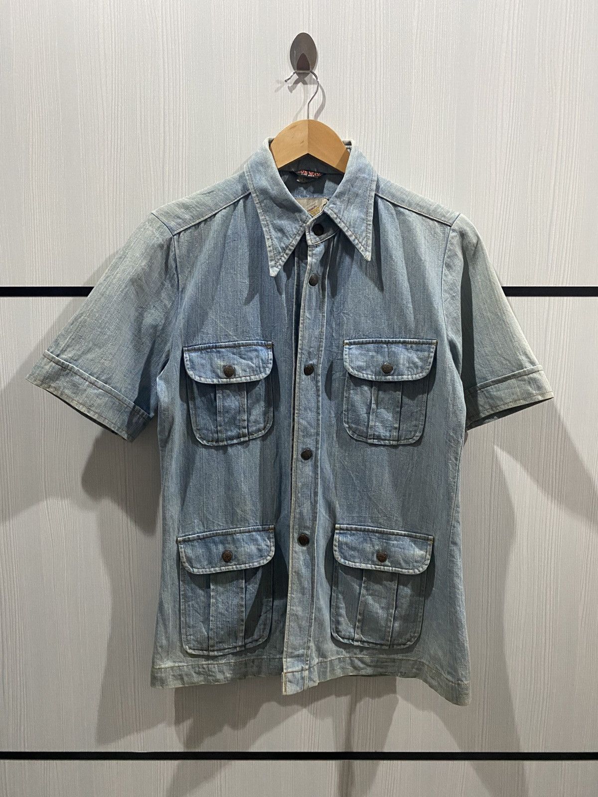 Japanese Brand Vintage Blue Way Snap Button Shirt Size US L / EU 52-54 / 3 - 1 Thumbnail