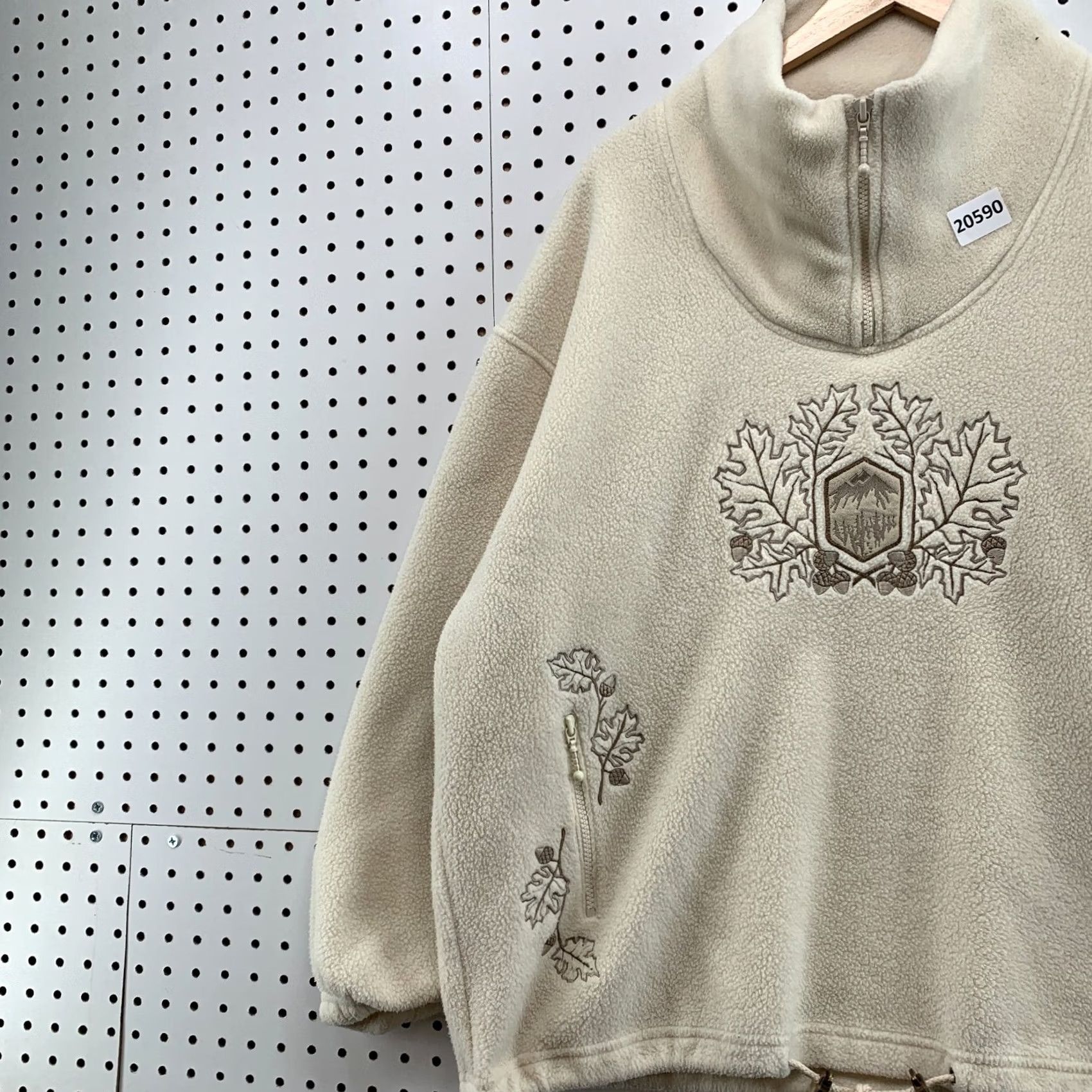 Vintage Sno Skins Fleece Shawl Neck Sweatshirt 1/4 Zip Pullover Women Large 27x29 LEAVES Size L / US 10 / IT 46 - 3 Thumbnail