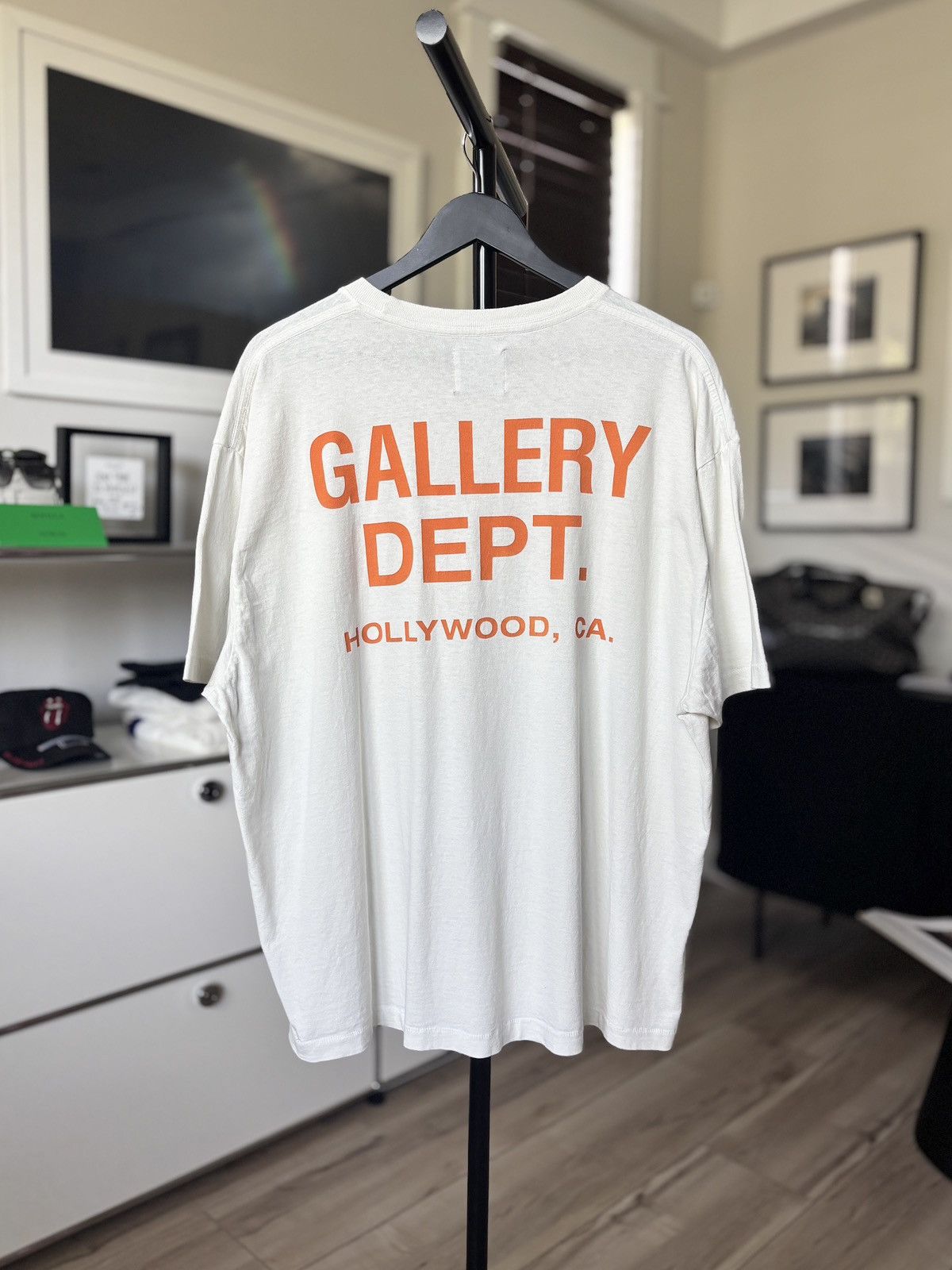 Gallery Dept. CREAM + ORANGE LOGO HOLLYWOOD TEE Size US XL / EU 56 / 4 - 1 Thumbnail