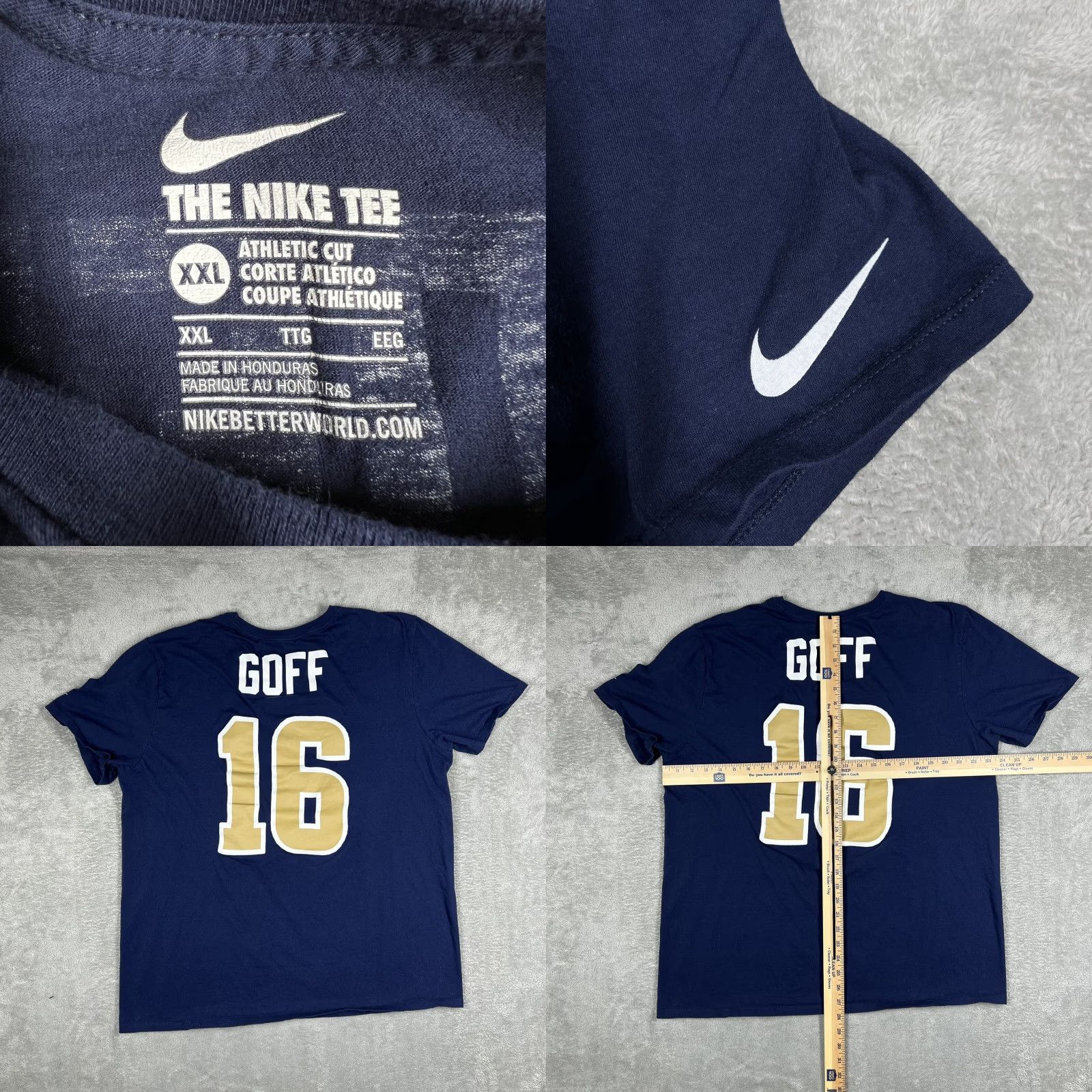 Nike Nike Men's XXL Shirt Los Angeles Rams Jared Goff #16 NFL Short Sleeve Navy Blue Size US XXL / EU 58 / 5 - 8 Thumbnail