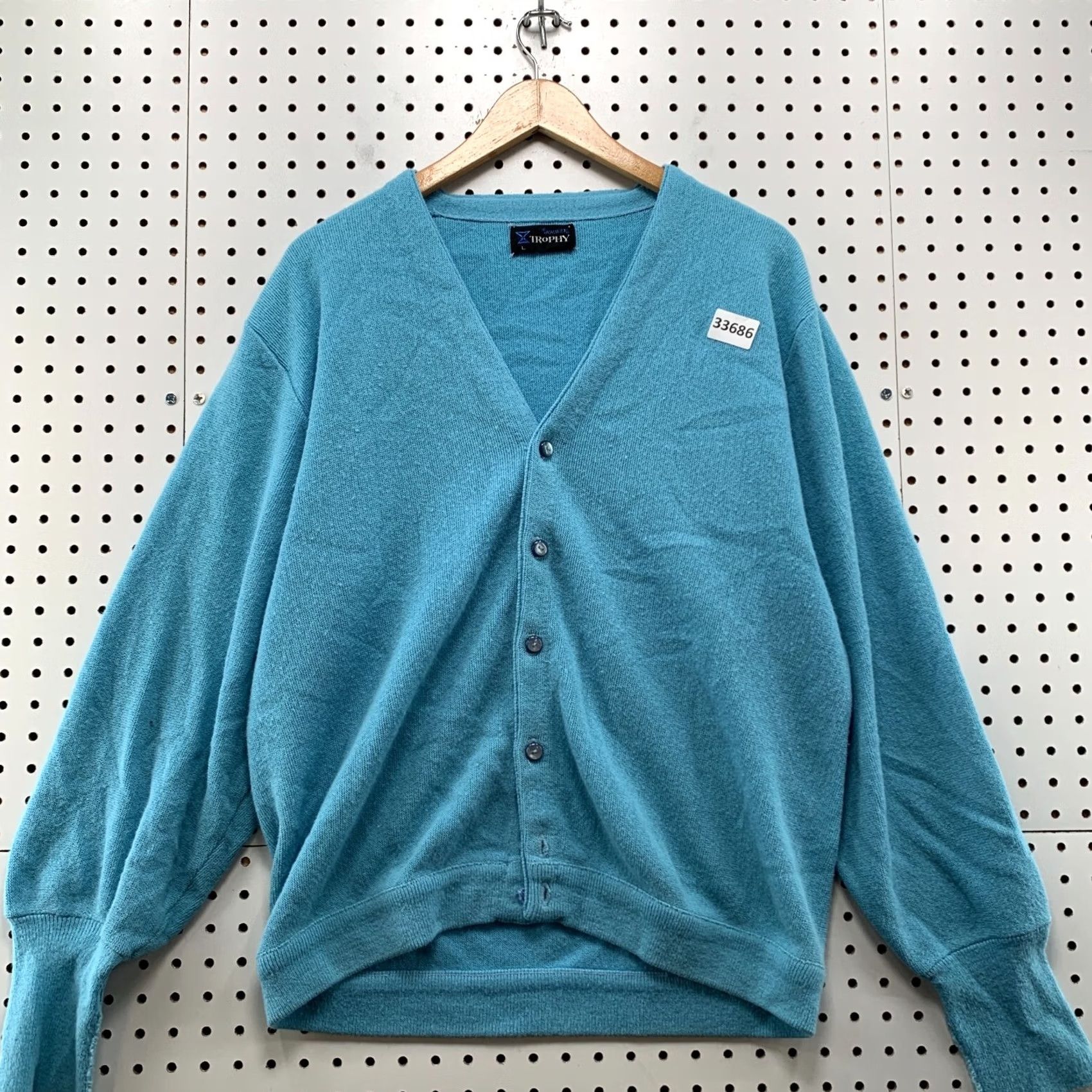Jockey Vintage Jockey Sweater Cardigan Mens Large Sky Blue Trophy Button 23x25 Size US L / EU 52-54 / 3 - 6 Thumbnail