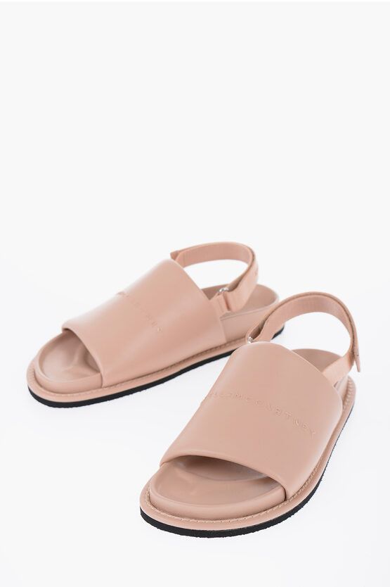 image of Stella Mccartney Vegan Leather Logoed Sandals in Pink, Women's (Size 8)