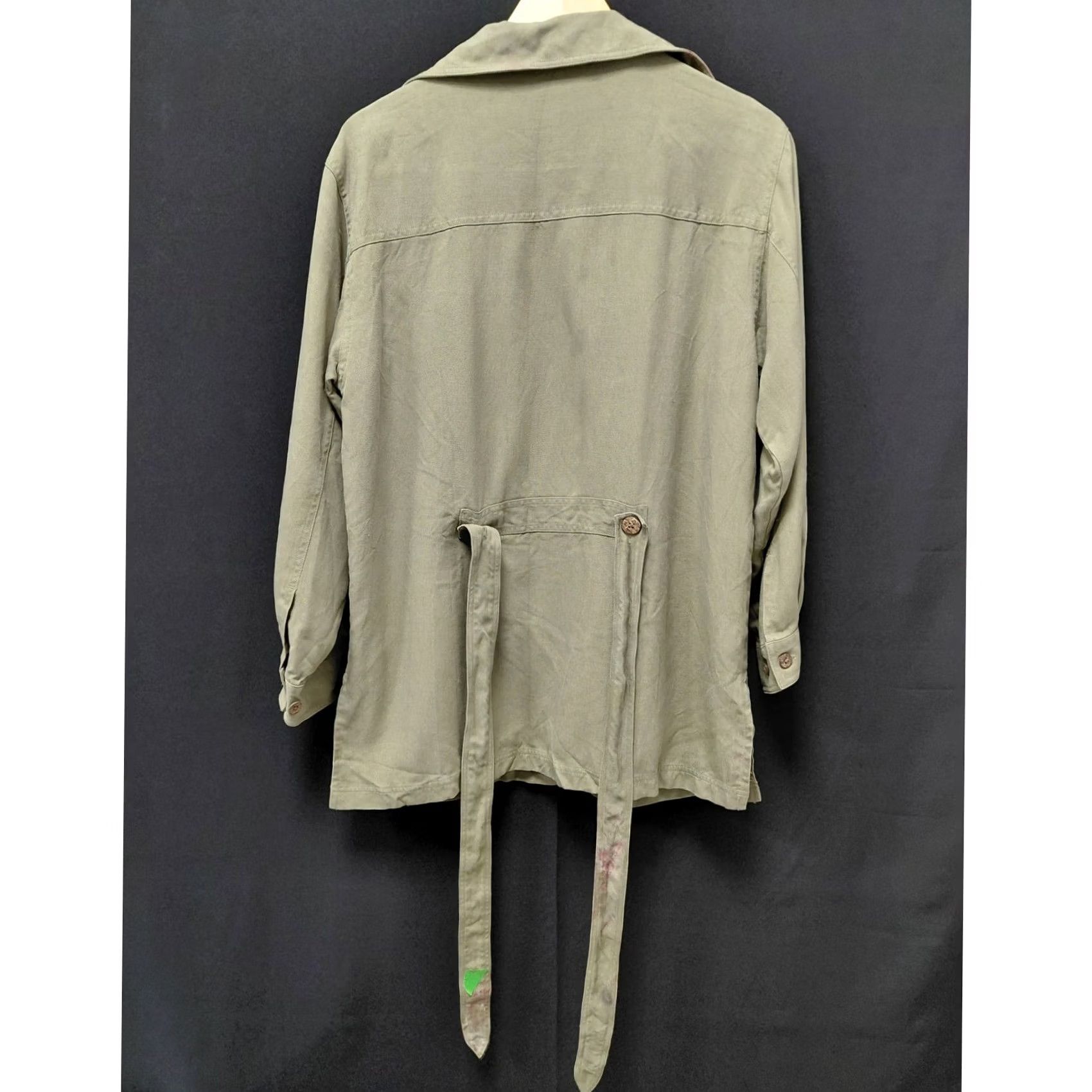 Tommy Bahama Tommy Bahama Olive Green Button-Up Jacket Women M Silk 100% Trench Coat / Lightweight Bel ted closure Button Casual Travel Size M / US 6-8 / IT 42-44 - 2 Thumbnail