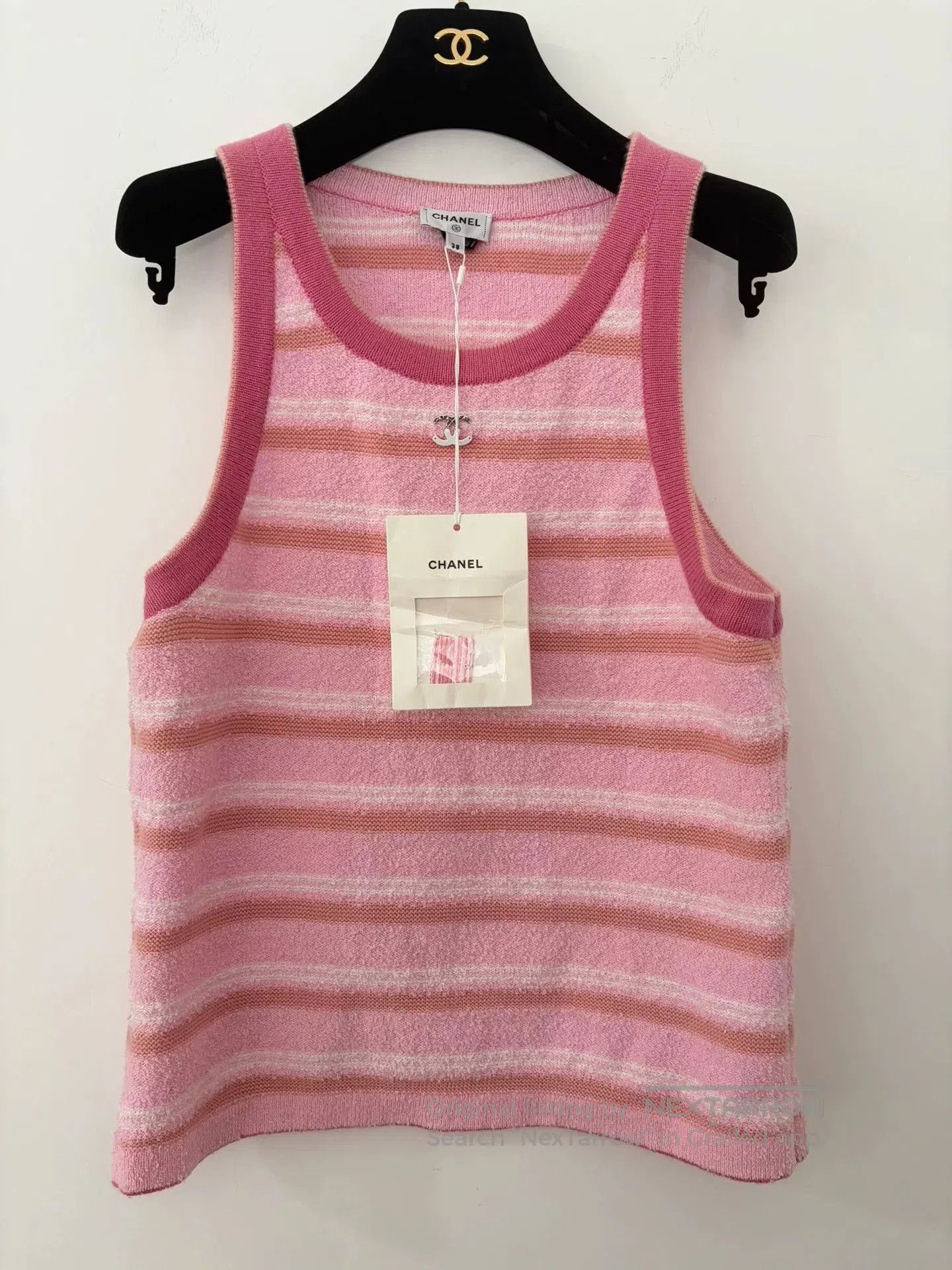 Chanel Chanel Pink Striped Towel Fabric Tank. Size US S / EU 44-46 / 1 - 1 Thumbnail