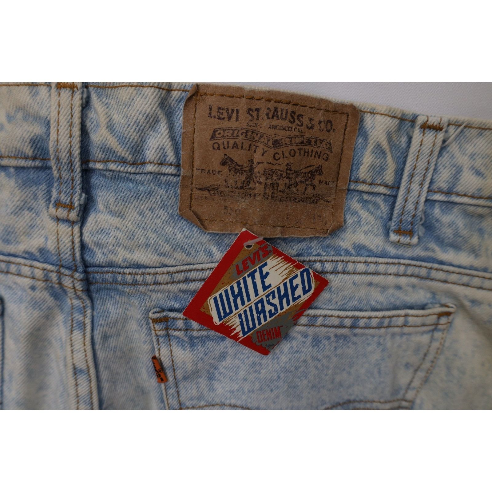 Levi's Deadstock Vintage 80s Levis 550 Orange Tab Whitewashed Jeans Size US 40 / EU 56 - 17 Thumbnail