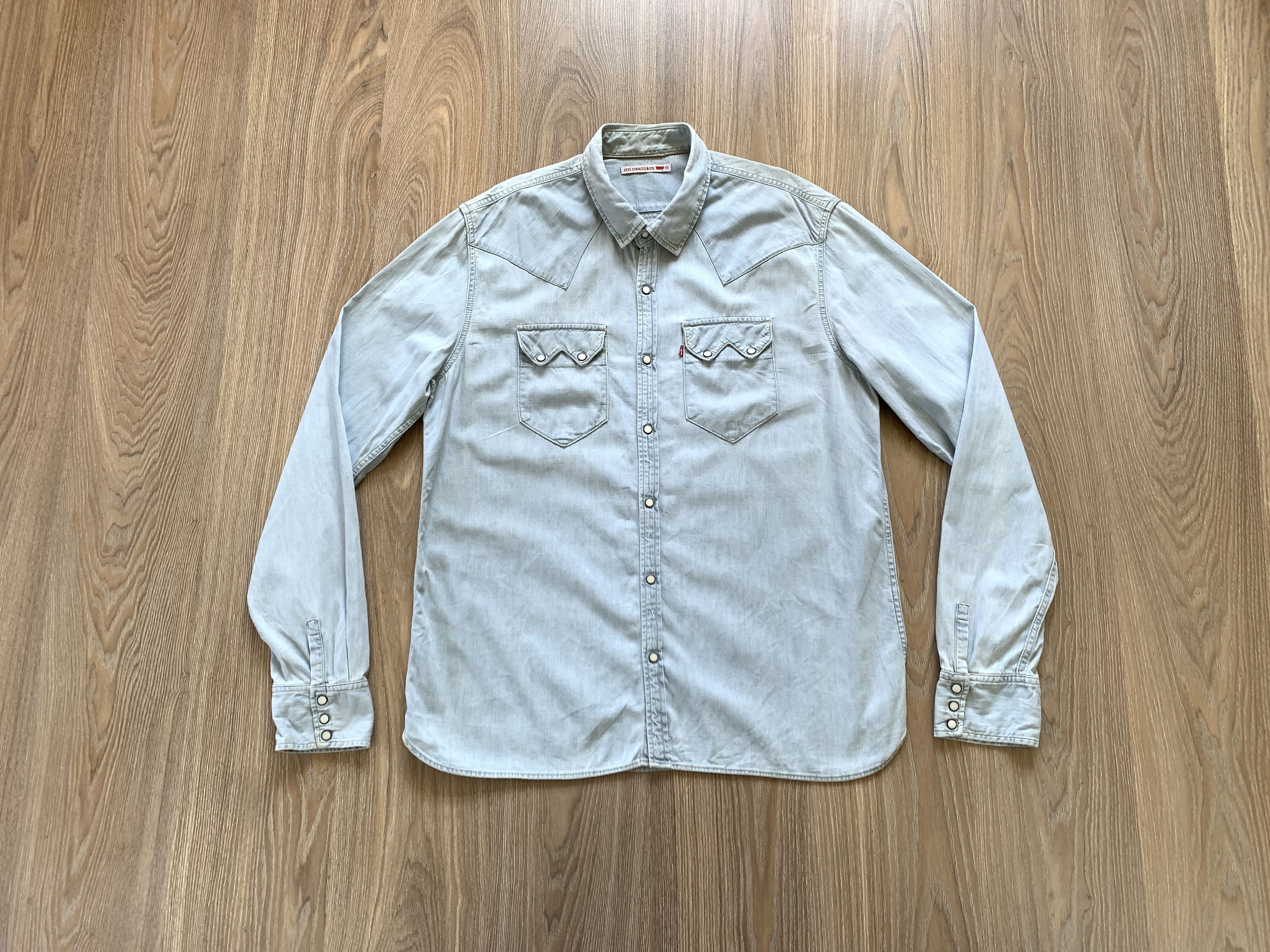 Levi's × Levi's Vintage Clothing × Vintage Levi's Long Sleeve Washed Light Blue Shirt Size US XXL / EU 58 / 5 - 1 Thumbnail