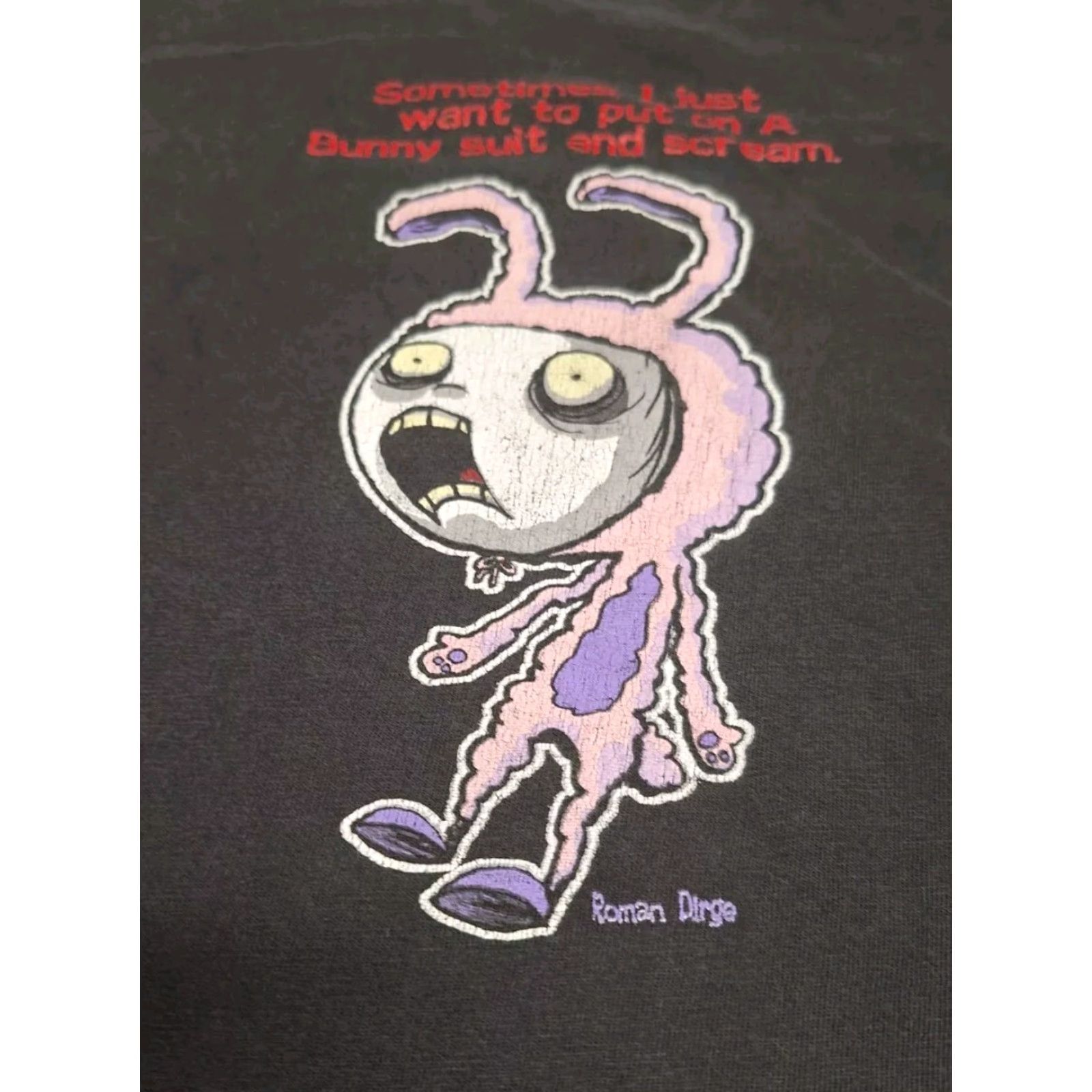 Hot Topic VINTAGE Loser Bunny T-Shirt Black XL Crew Neck Short Sleeve Comics 2000s Men Size US XL / EU 56 / 4 - 2 Thumbnail
