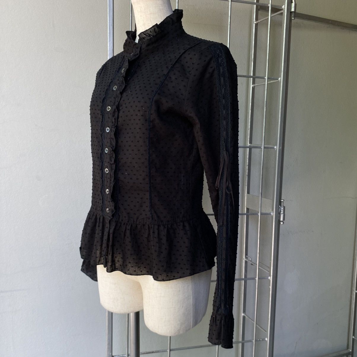 Tornado Mart TORNADO MART Y2K Black Mandarin Lace Blouse Size XS / US 0-2 / IT 36-38 - 19 Thumbnail