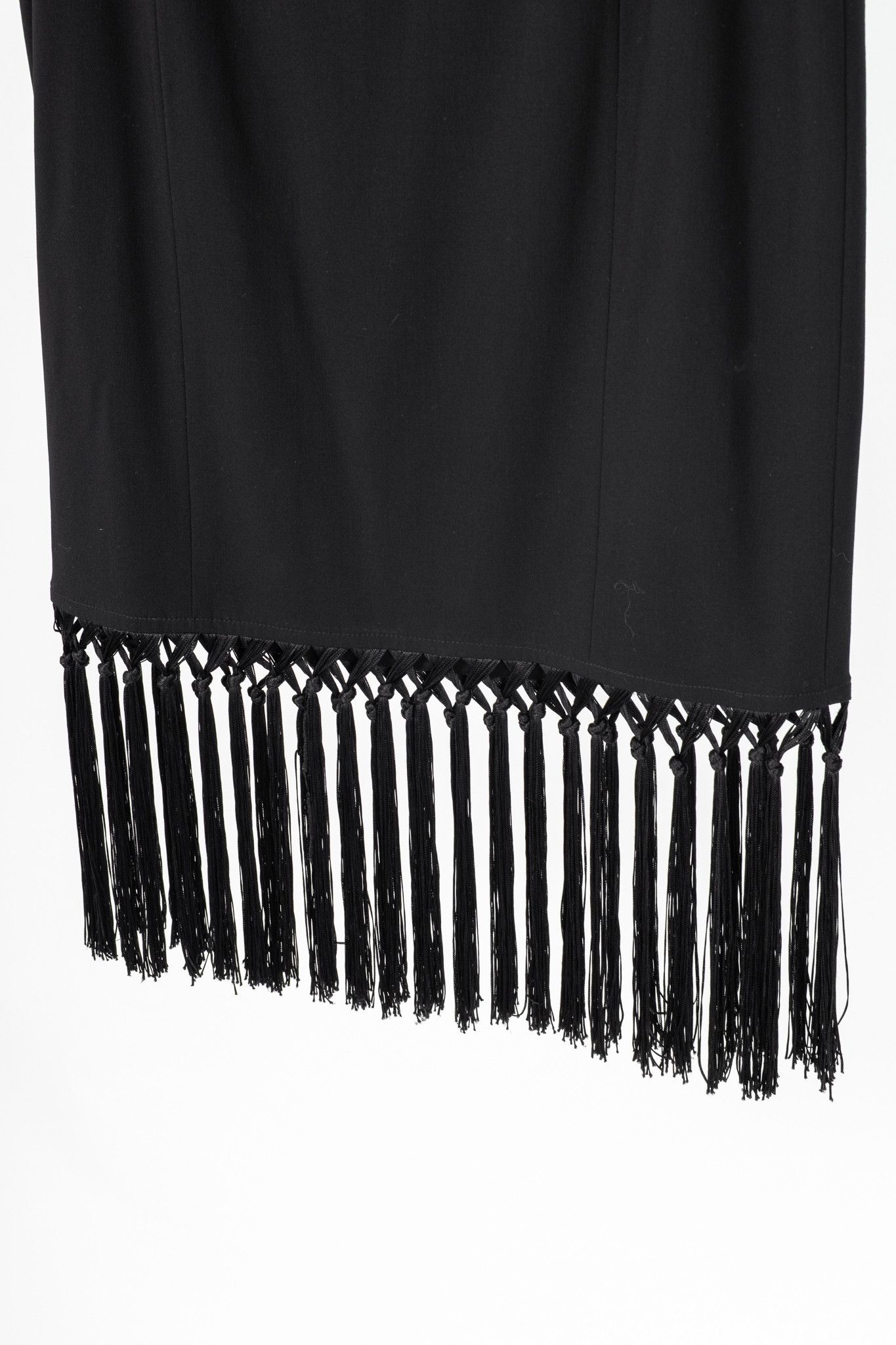 Escada Escada Black Wool-Crepe Fringe-Hem Pencil Skirt Size 32" / US 10 / IT 46 - 5 Thumbnail