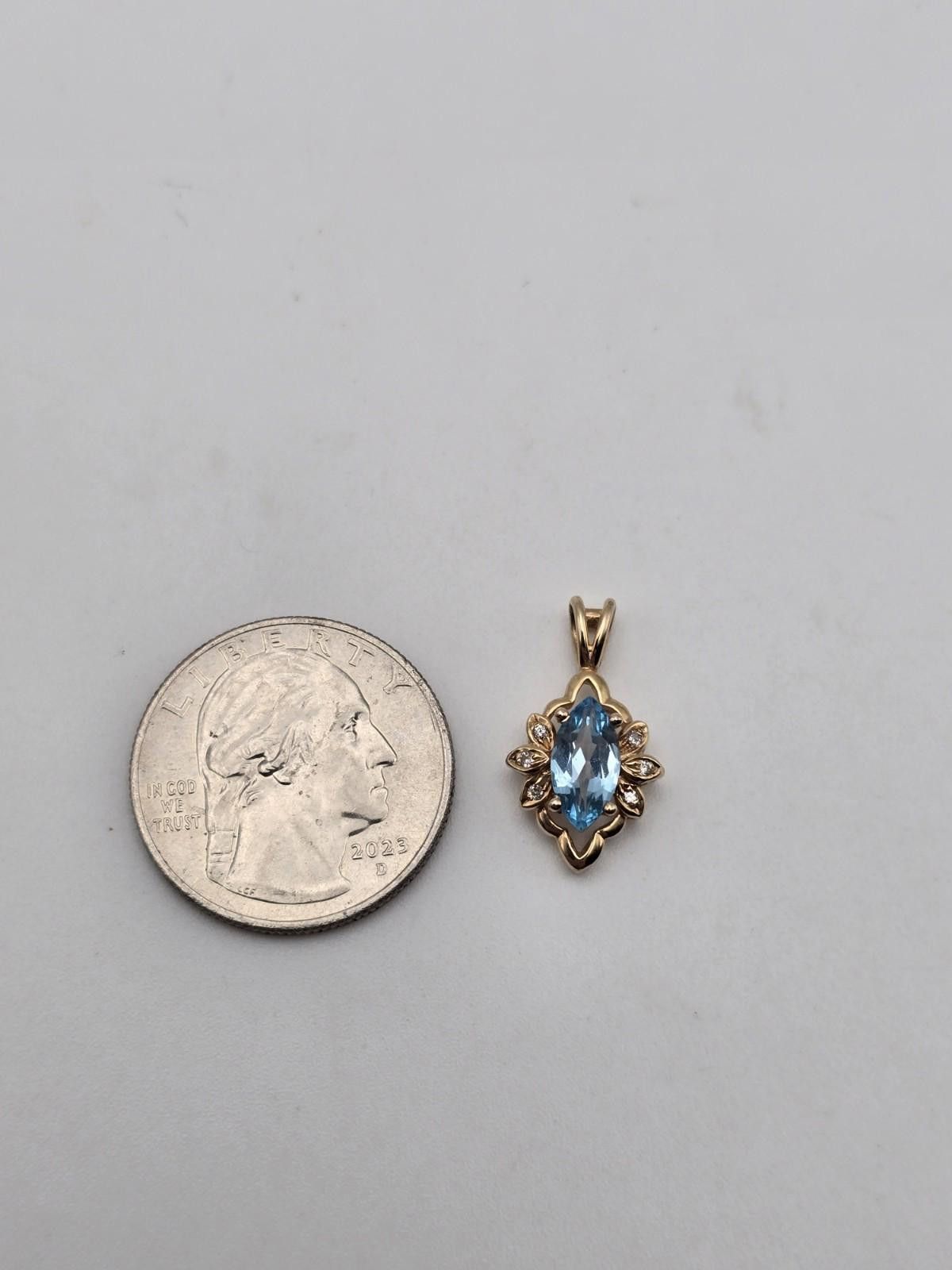 TCB Jeans 14k Gold Pendant Blue Topaz Diamond Accent Vintage T&C Size ONE SIZE - 6 Thumbnail