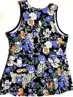 Other Maeve Floral Peplum Tank Top Cotton Blend Button Side Sz M Size M / US 6-8 / IT 42-44 - 3 Thumbnail