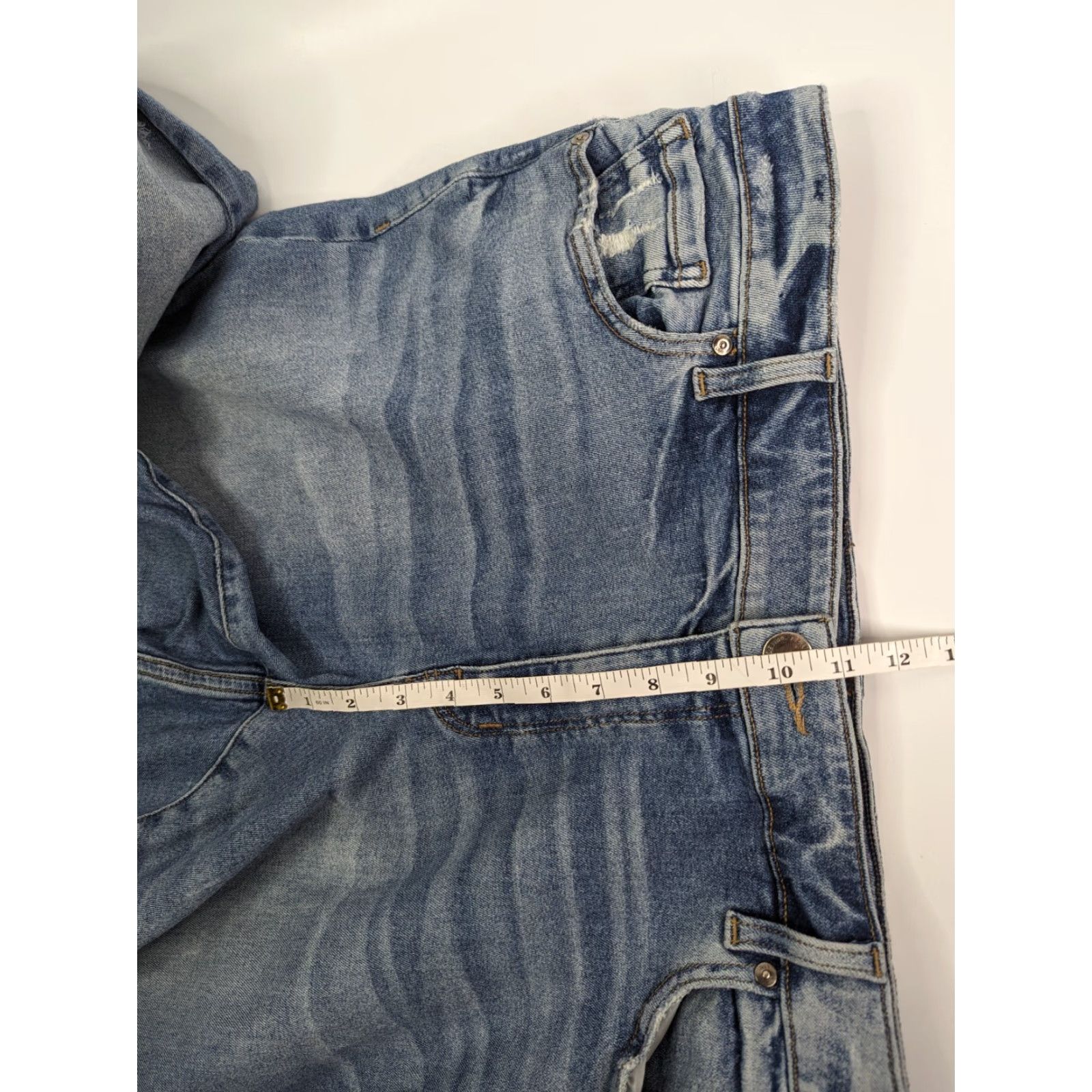 Vintage Lane Bryant Jeans 20 High Rise Shark Bite Hem Distressed Skinny Ankle Blue Denim Size 42" / US 20 - 6 Thumbnail