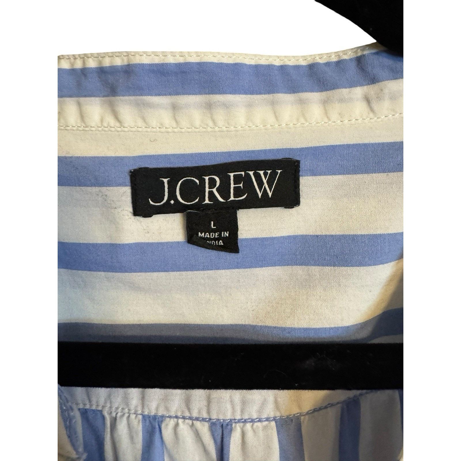 J.Crew J. CREW Tiered Cotton Poplin Mini Dress Barrie Stripe Blue Size L / US 10 / IT 46 - 6 Thumbnail
