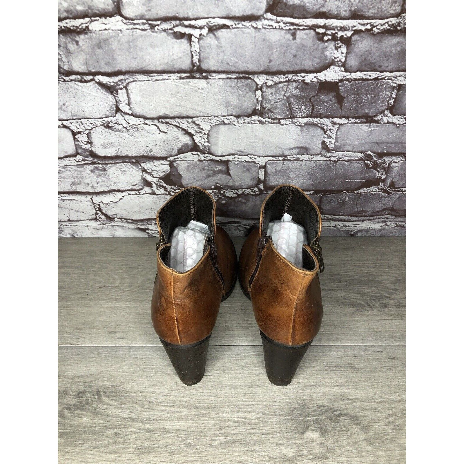 Anthropologie Krbonell Brown Ankle Double Sided Zipper Heeled Booties Boot Size US 9 / IT 39 - 5 Thumbnail