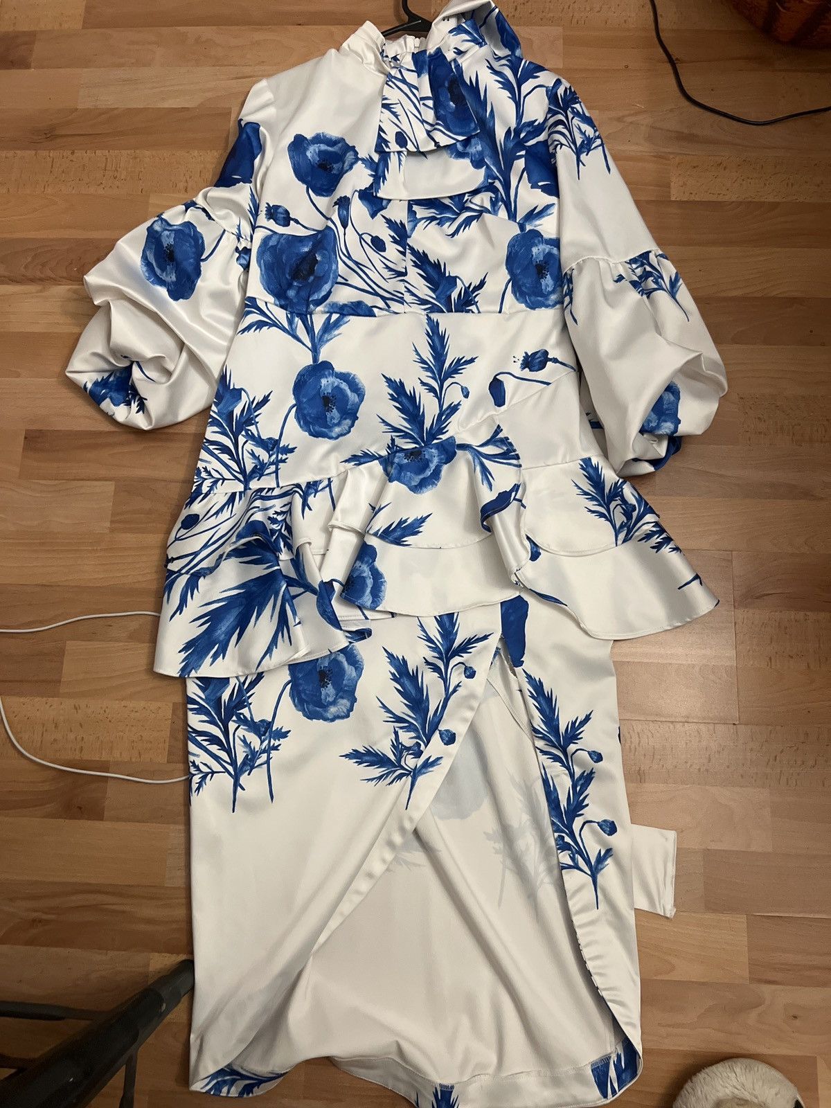 Designer Blue and white la patean maxi dress Size L / US 10 / IT 46 - 1 Thumbnail