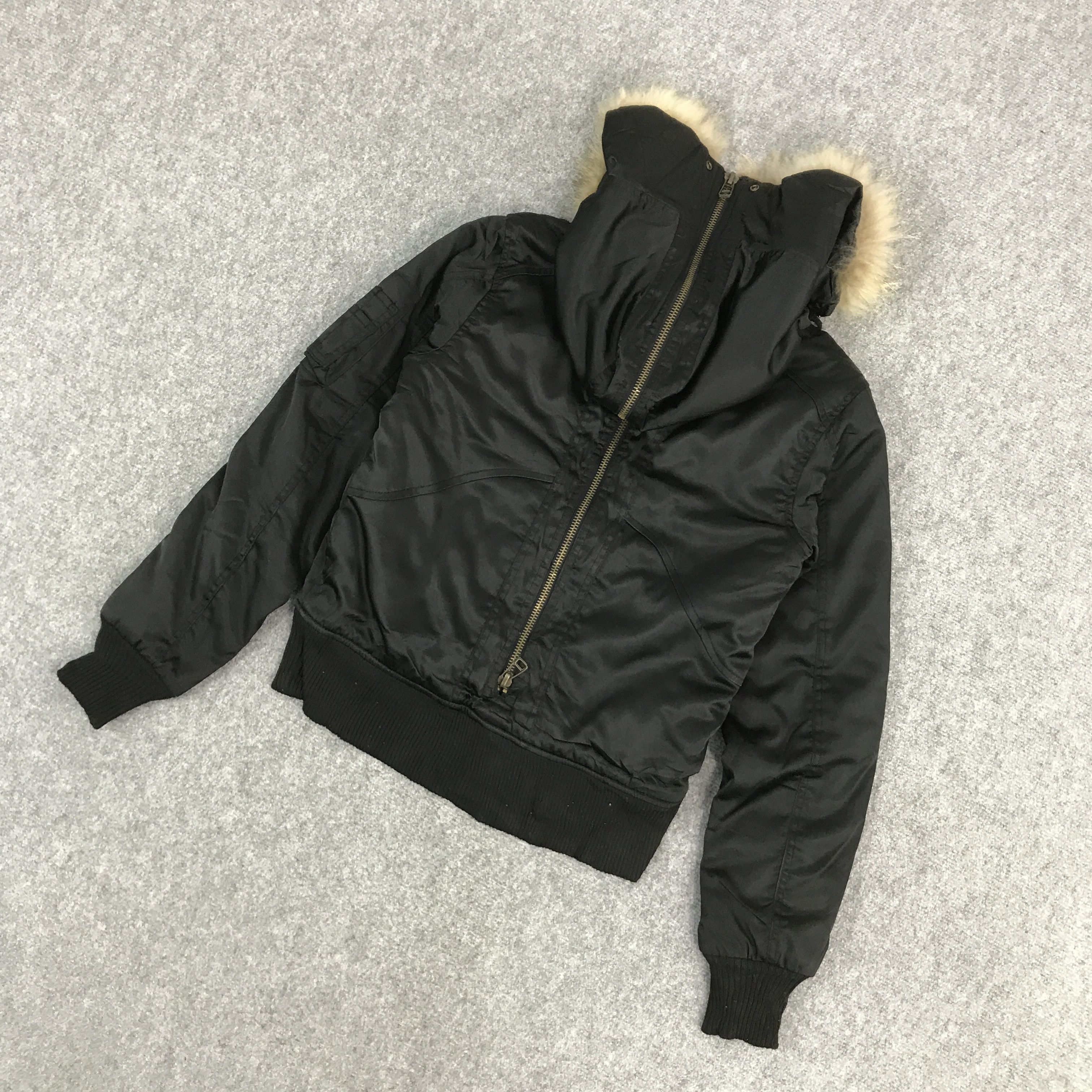 MIDAS PUNK BOMBER ZIP BONDAGE FUR HOODIES JACKET