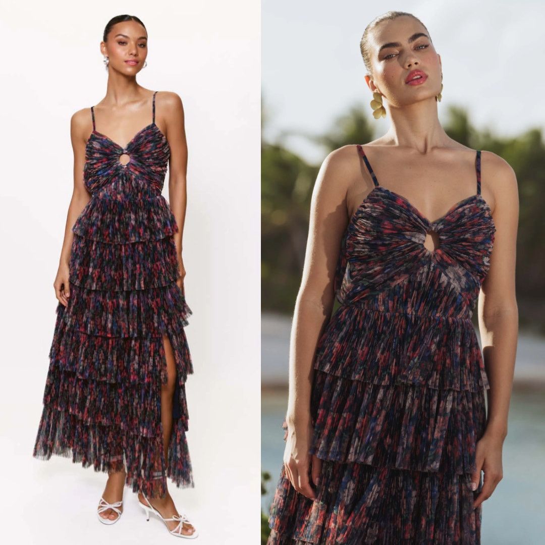 Hutch Hutch | NWT Rosey Gown Navy Tropical Garden Tulle Maxi 0 Size XS / US 0-2 / IT 36-38 - 3 Thumbnail