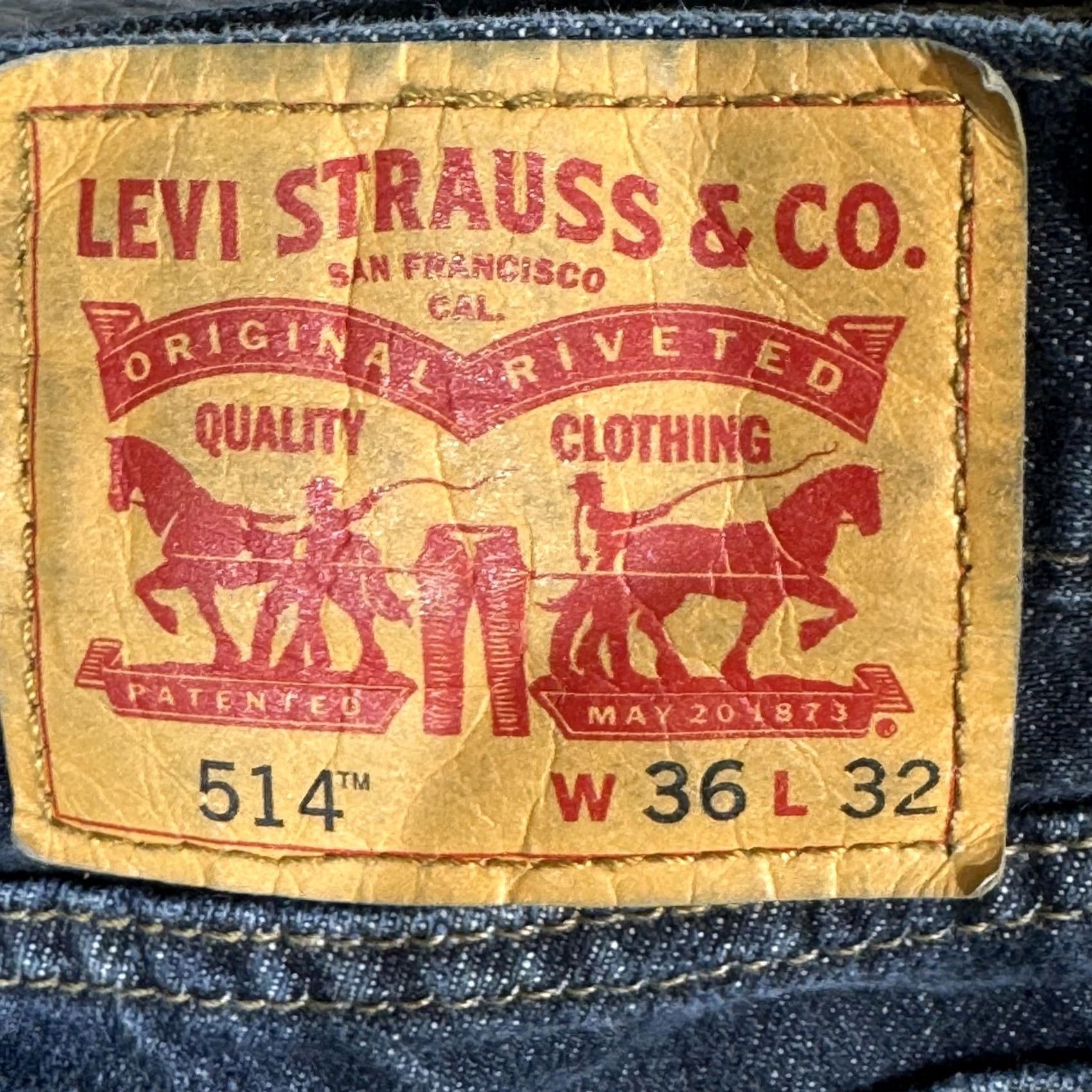 Levi's Levi's 514 Jeans Mens 36x32 Blue Straight Regular Mid Rise Denim 5-Pocket Zipper Button Cord Logo Size US 36 / EU 52 - 5 Thumbnail