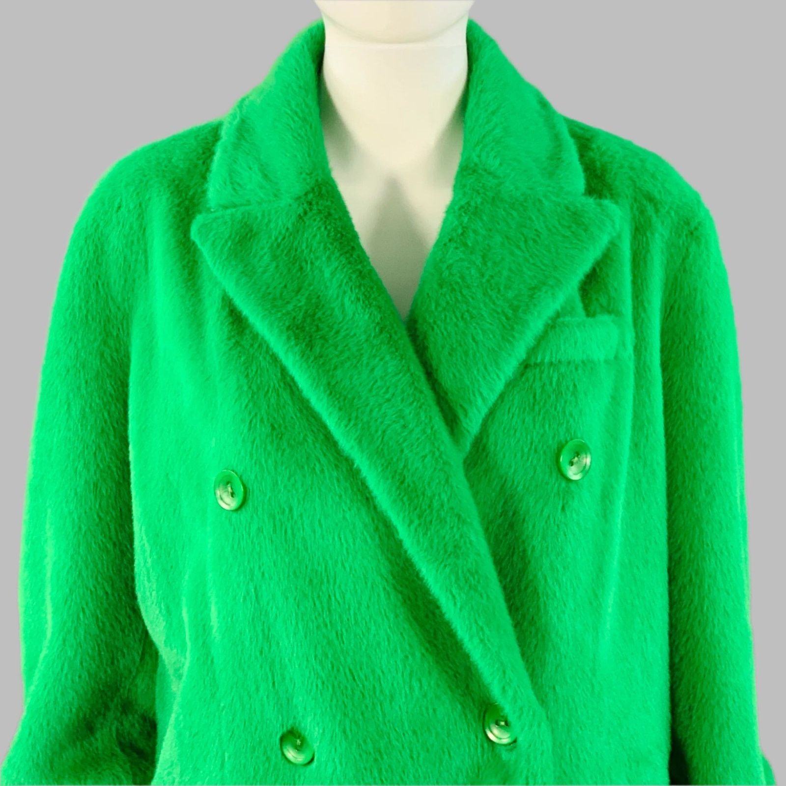 STAND STUDIO Size S Lidya Green Polyester Faux Fur Peak Lapel Coat Size S / US 4 / IT 40 - 2 Thumbnail