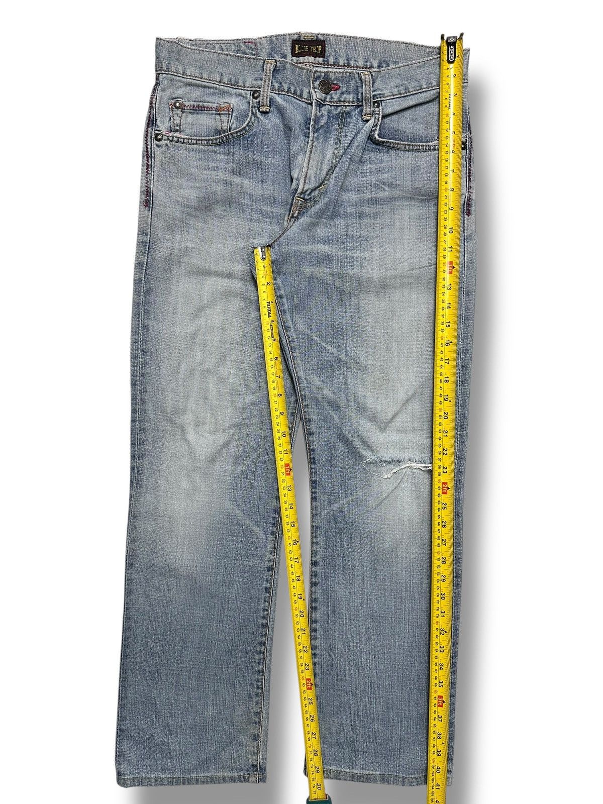 Edwin EDWIN BTJ03 Straight Leg Distressed Japan Denim Faded Wash Size US 34 / EU 50 - 17 Thumbnail