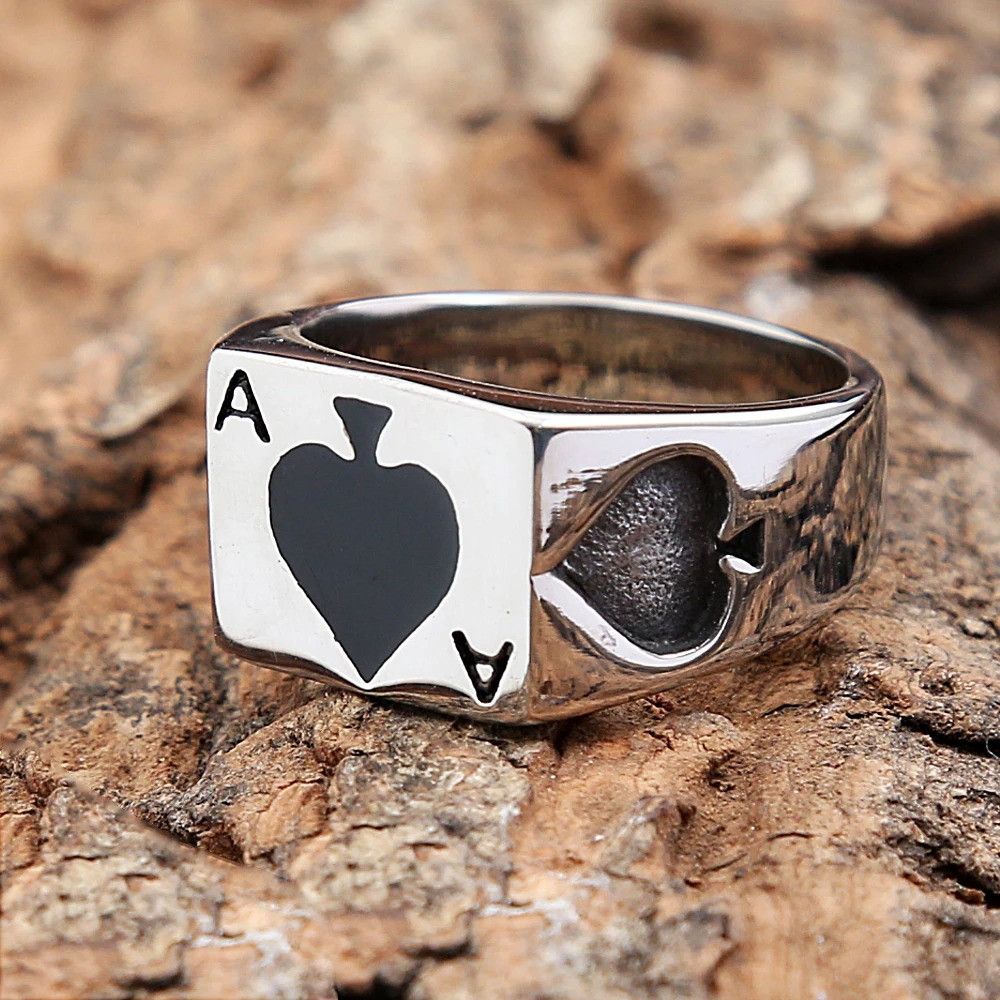 Vintage Lucky Spade A Playing Card Ring Size 28 - 4 Thumbnail