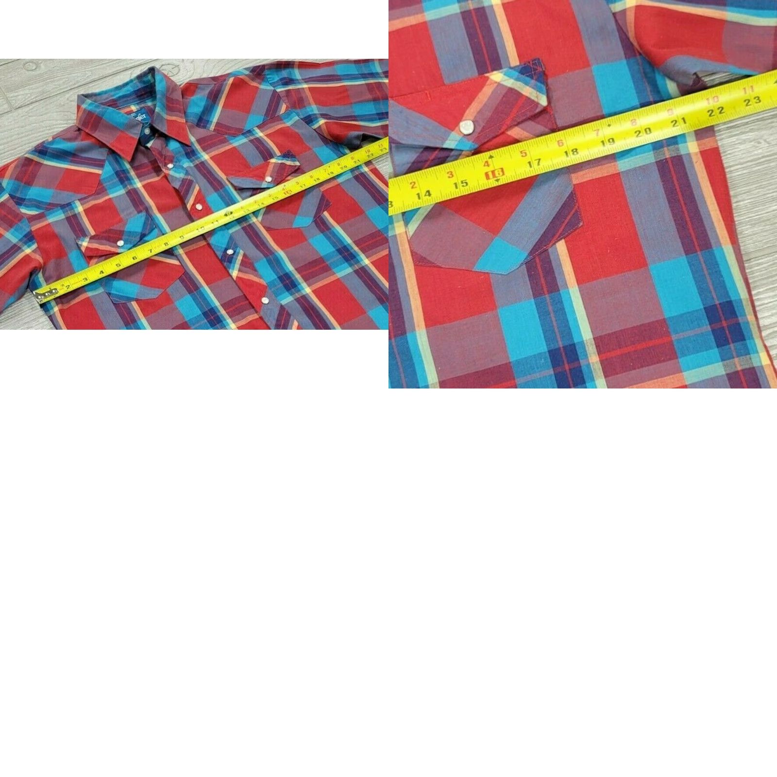 Wrangler Wrangler Button-Up Plaid Shirt Men 16-16.5 Multicolor Red Blue Green Pearl Snap Western Casual Workwear Long Sleeve Cotton Poly Blend Size US L / EU 52-54 / 3 - 8 Thumbnail