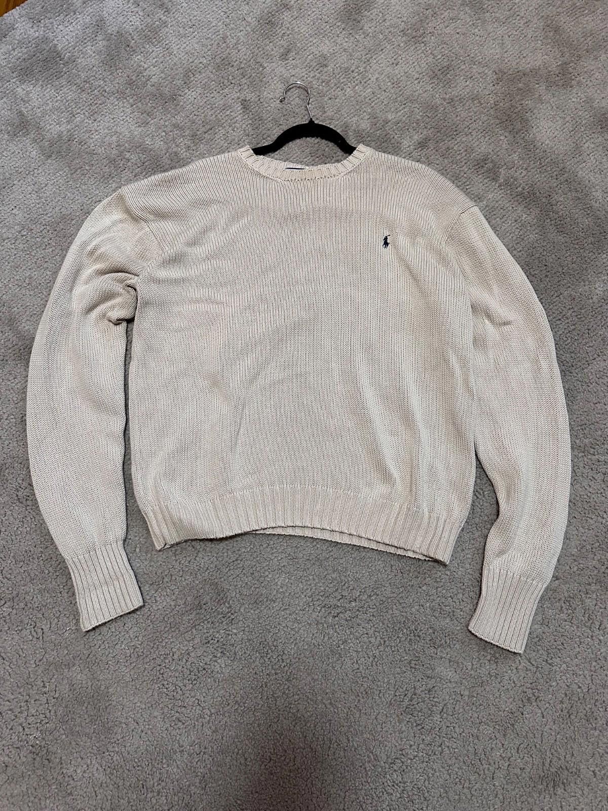 Polo Ralph Lauren Vintage 90’s Polo Ralph Lauren White Knit Sweater Size L Size US L / EU 52-54 / 3 - 1 Thumbnail
