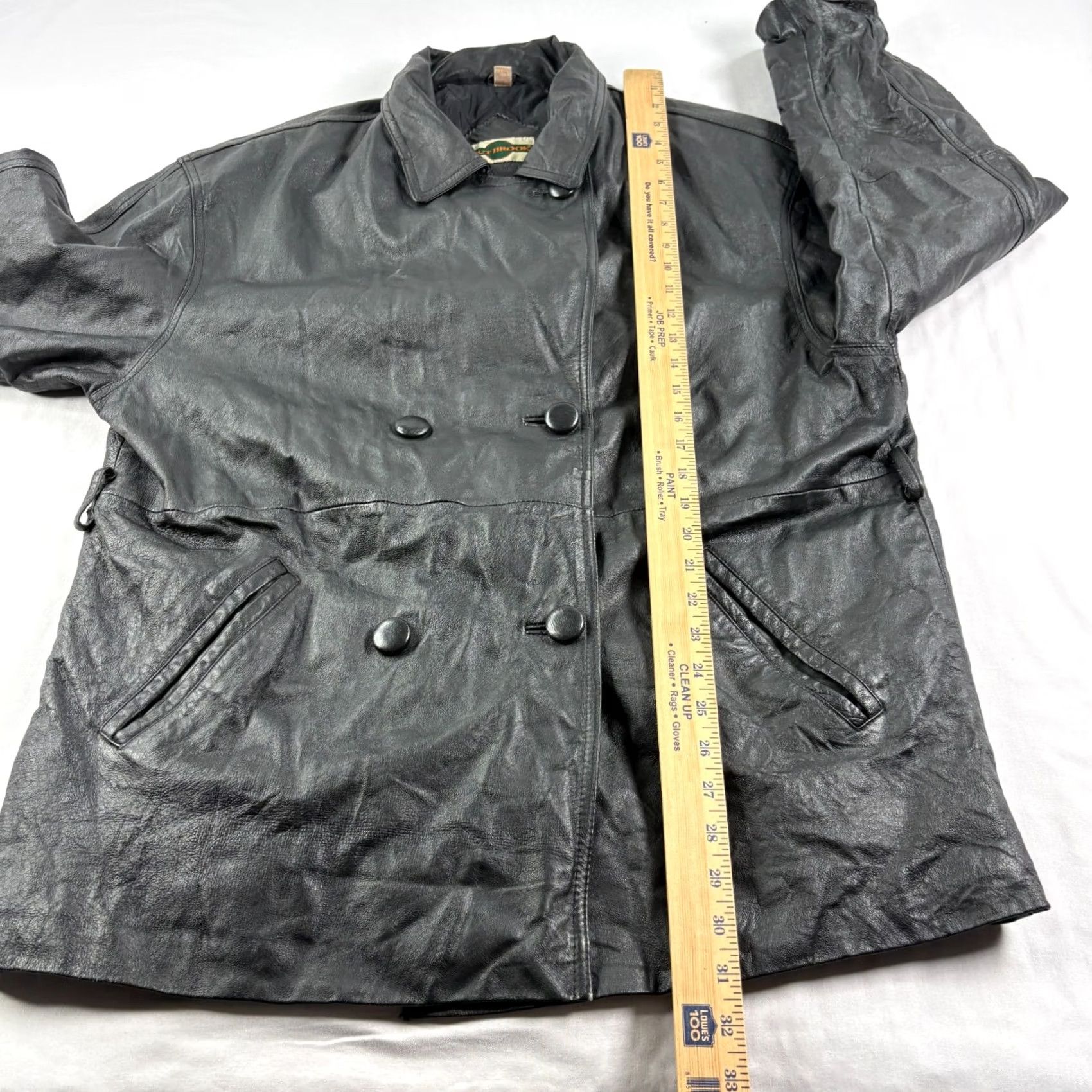 Vintage Outbrook Leather Jacket Womens Large Black Pockets Coat Size L / US 10 / IT 46 - 7 Thumbnail