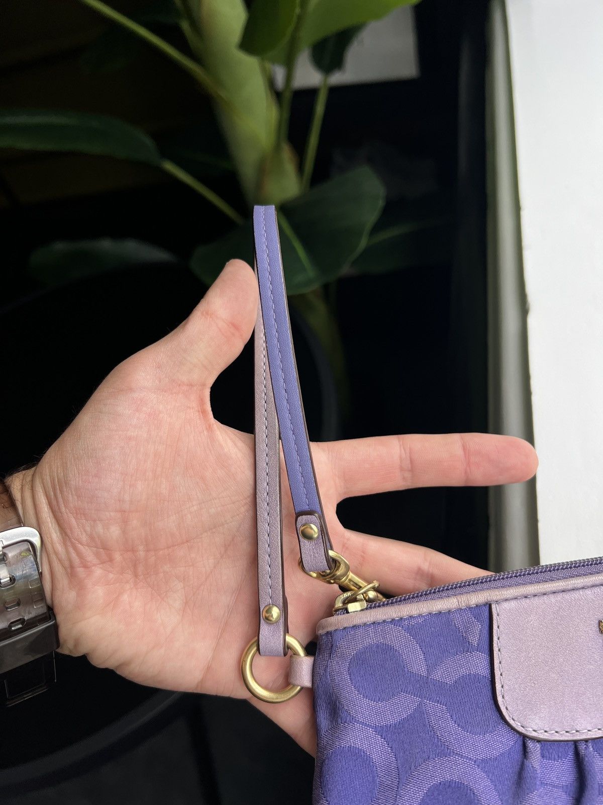 Coach × Vintage Coach Signature Y2K Purple Jacquard Wristlet Purse Size ONE SIZE - 13 Thumbnail